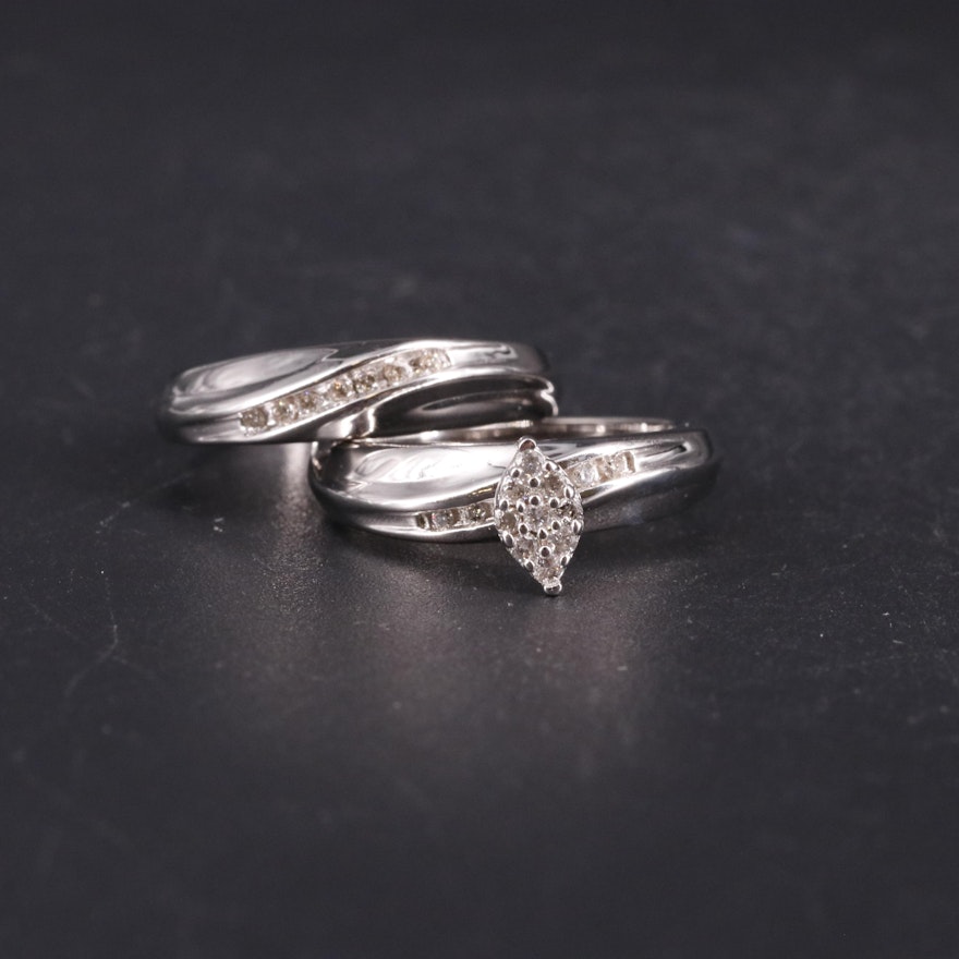 Sterling 0.21 CTW Diamond Twin Ring Set