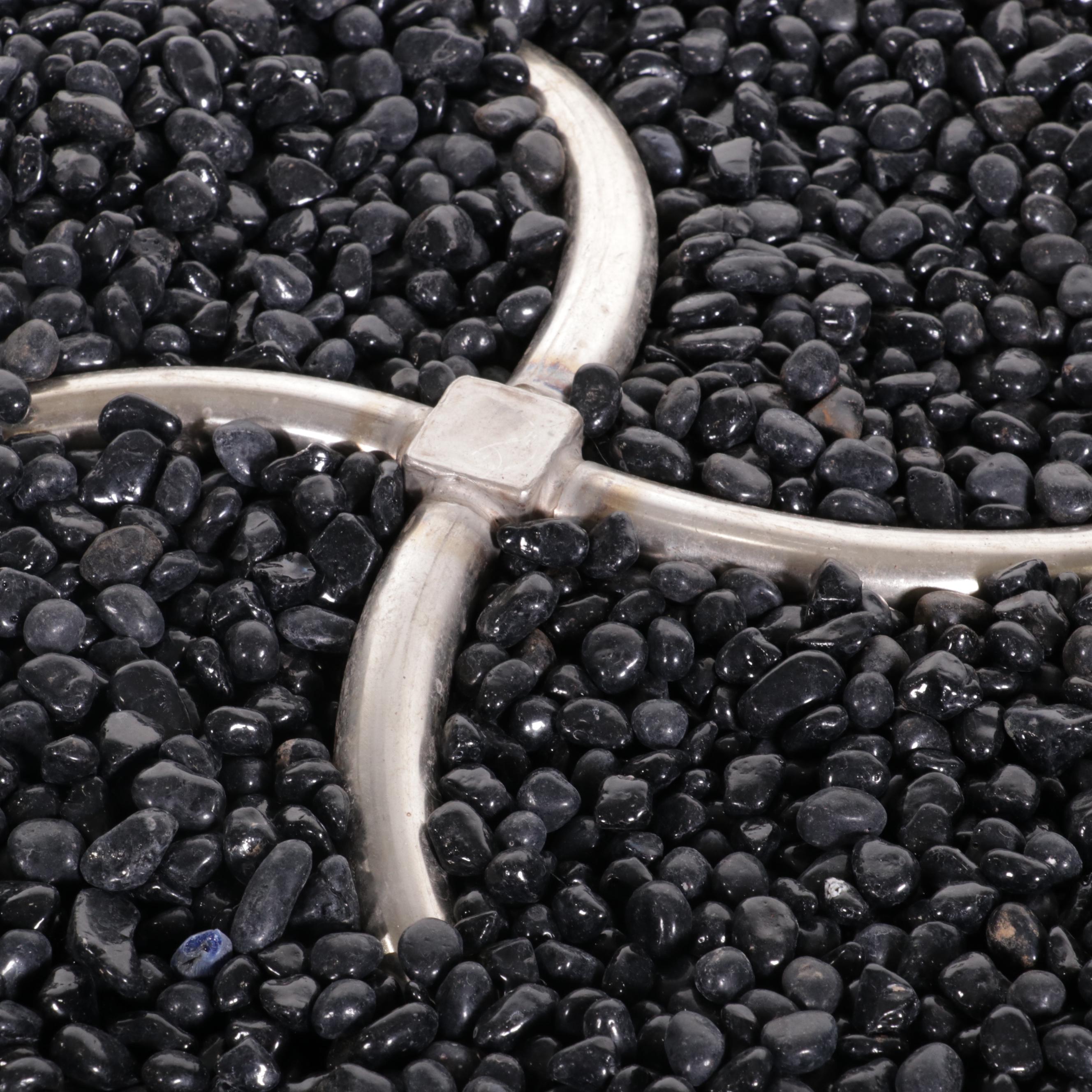 OW Lee Santorini Wrought Iron and Porcelain Top Fire Pit Table and Dome Cover