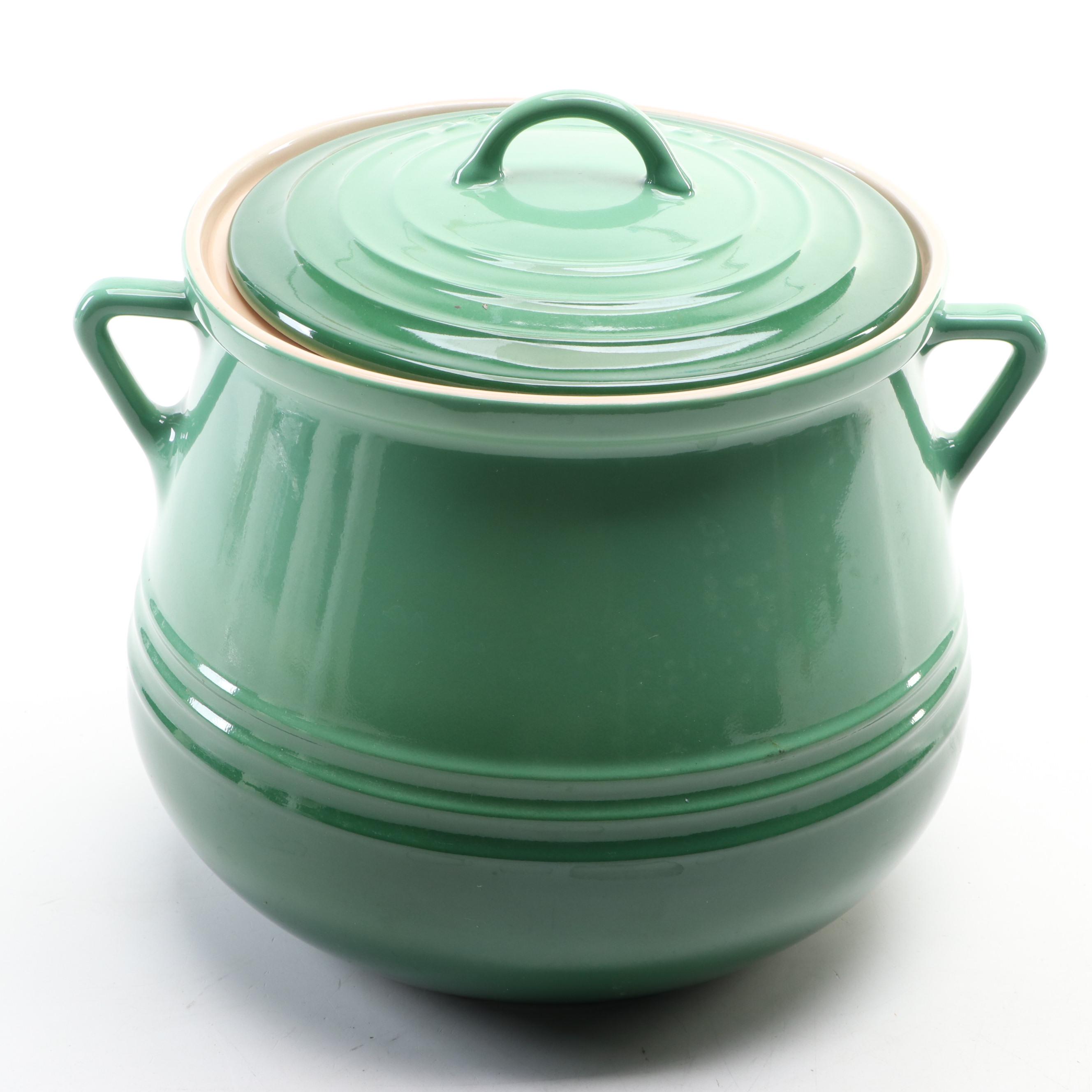 Le Creuset "Heritage" Fennel Green Stoneware Soup Bean Pot
