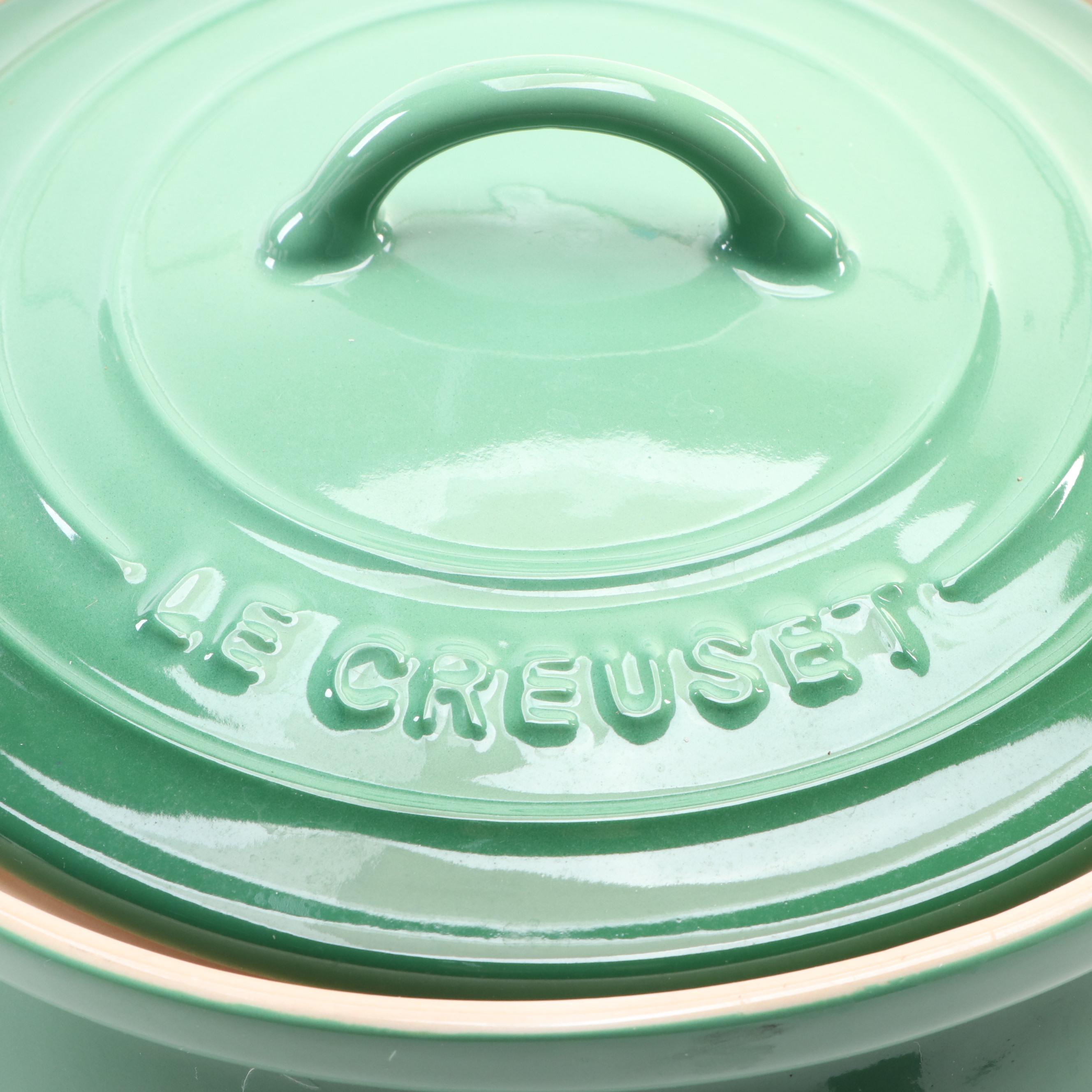 Le Creuset "Heritage" Fennel Green Stoneware Soup Bean Pot
