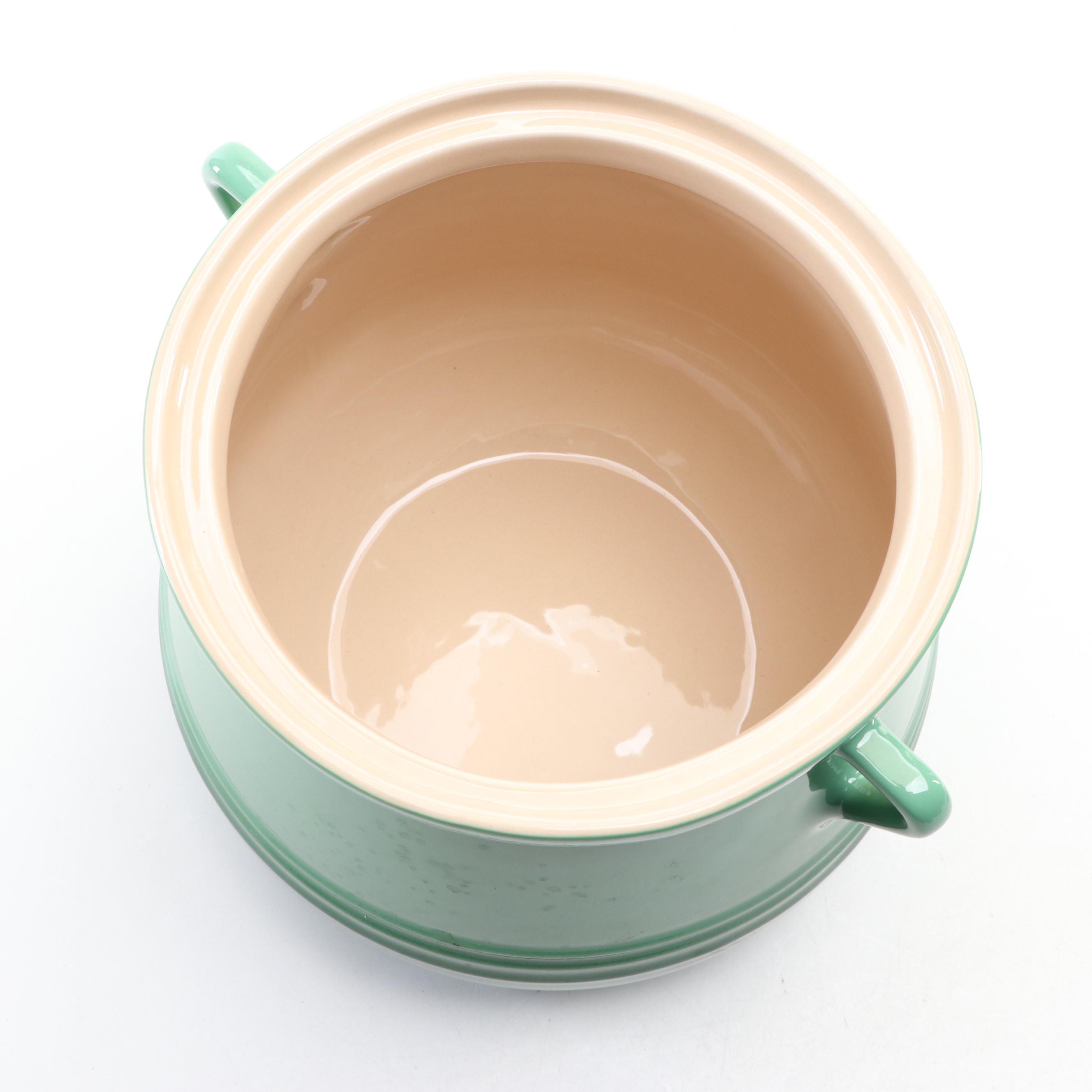 Le Creuset "Heritage" Fennel Green Stoneware Soup Bean Pot