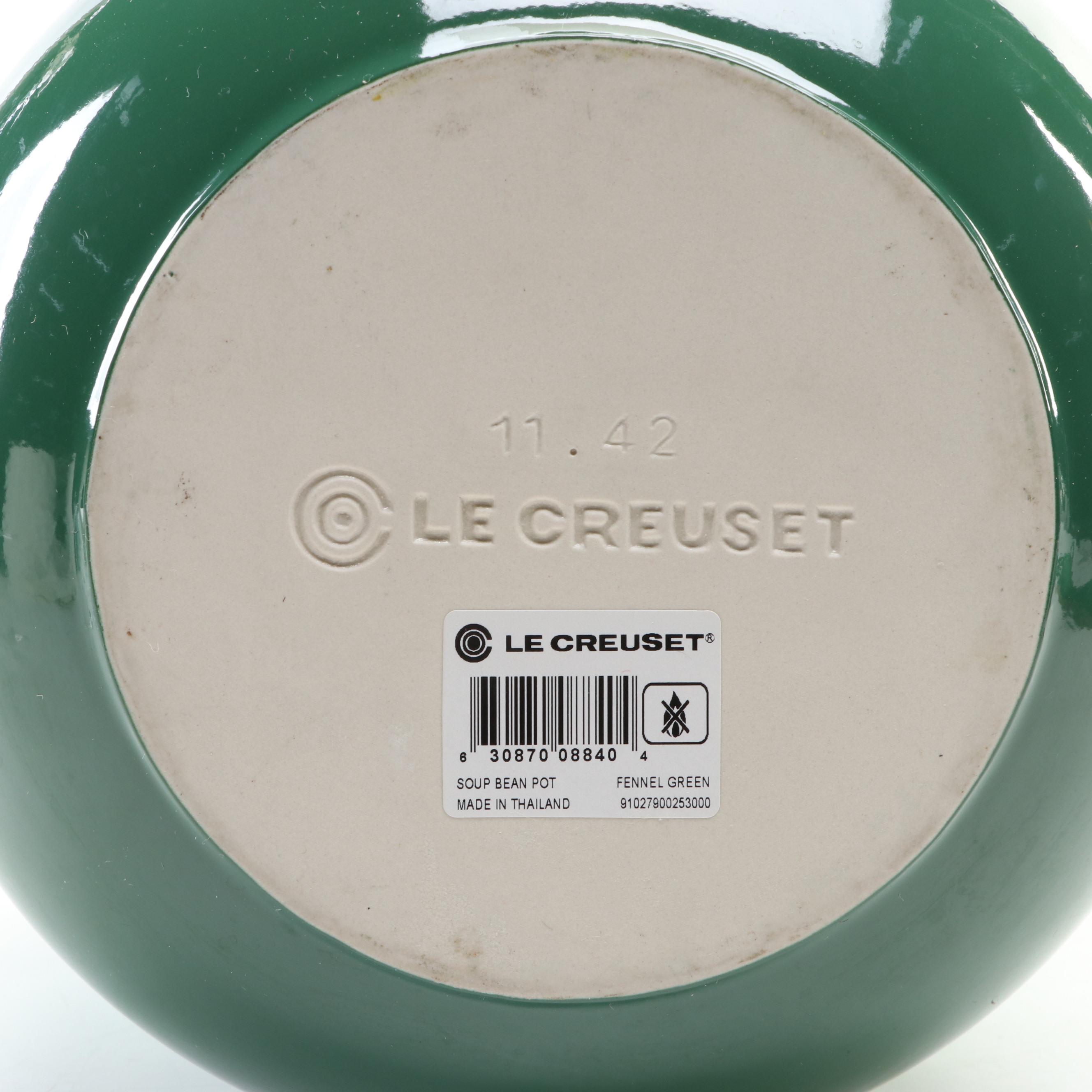 Le Creuset "Heritage" Fennel Green Stoneware Soup Bean Pot
