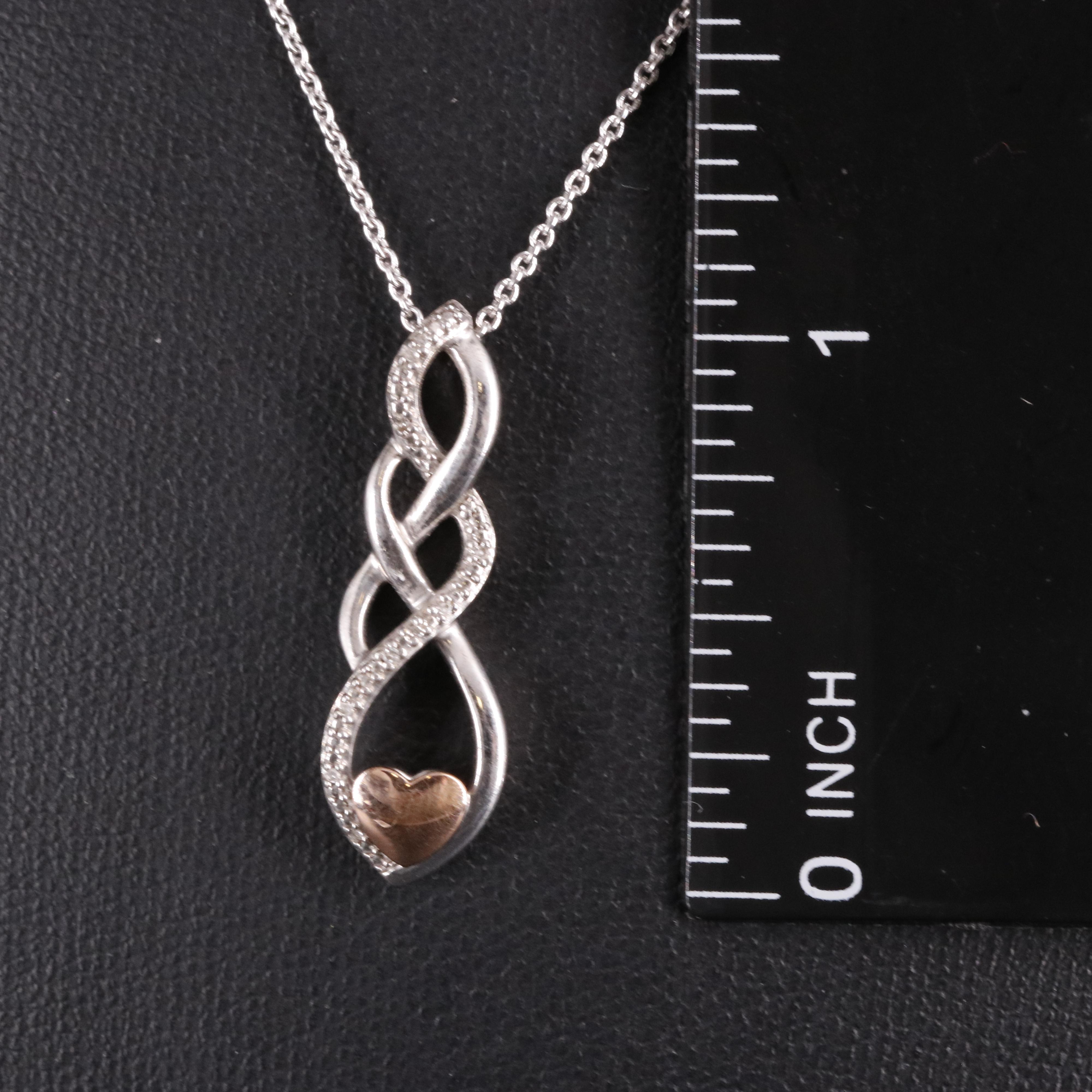 Sterling 0.015 CTW Diamond Spiral Heart Pendant Necklace