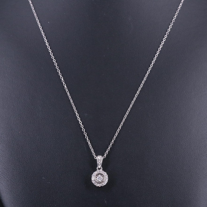 Sterling Silver 0.26 CTW Diamond Circle Pendant Necklace