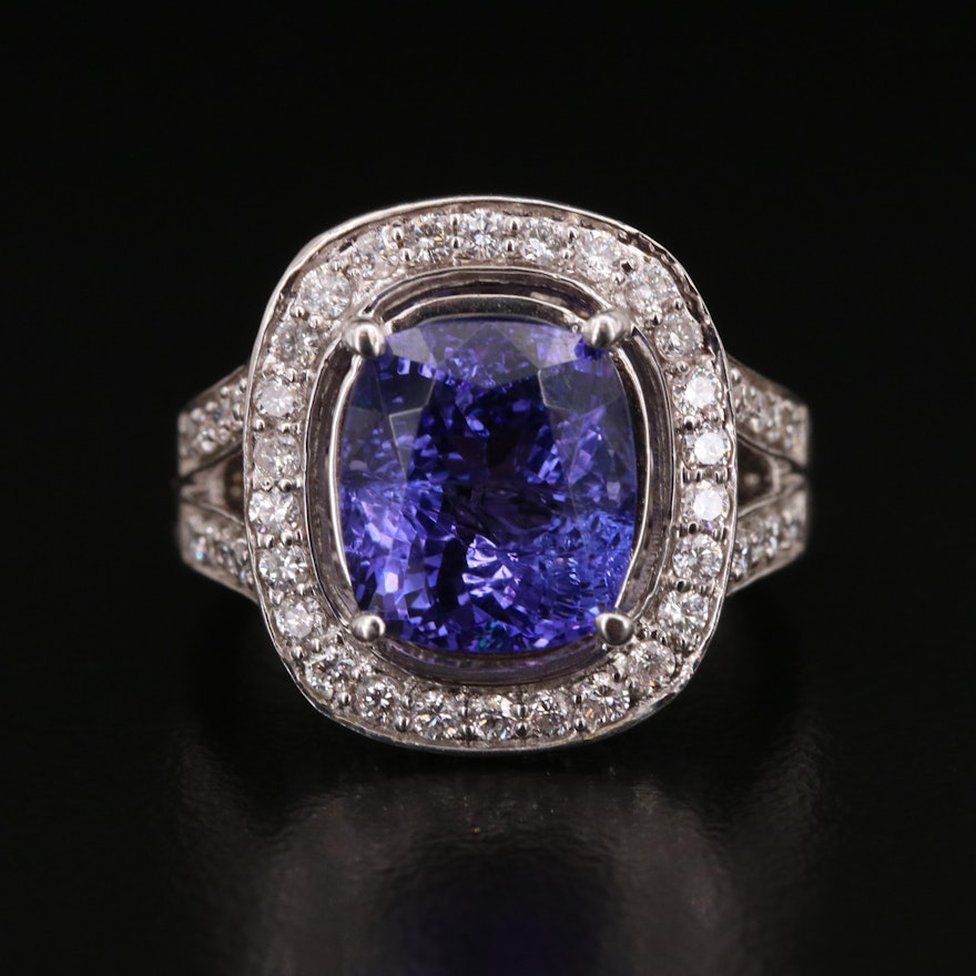 14K 5.31 CT Tanzanite and Diamond Ring