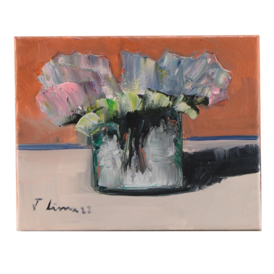 José M. Lima Floral Still Life Oil Painting, 2022