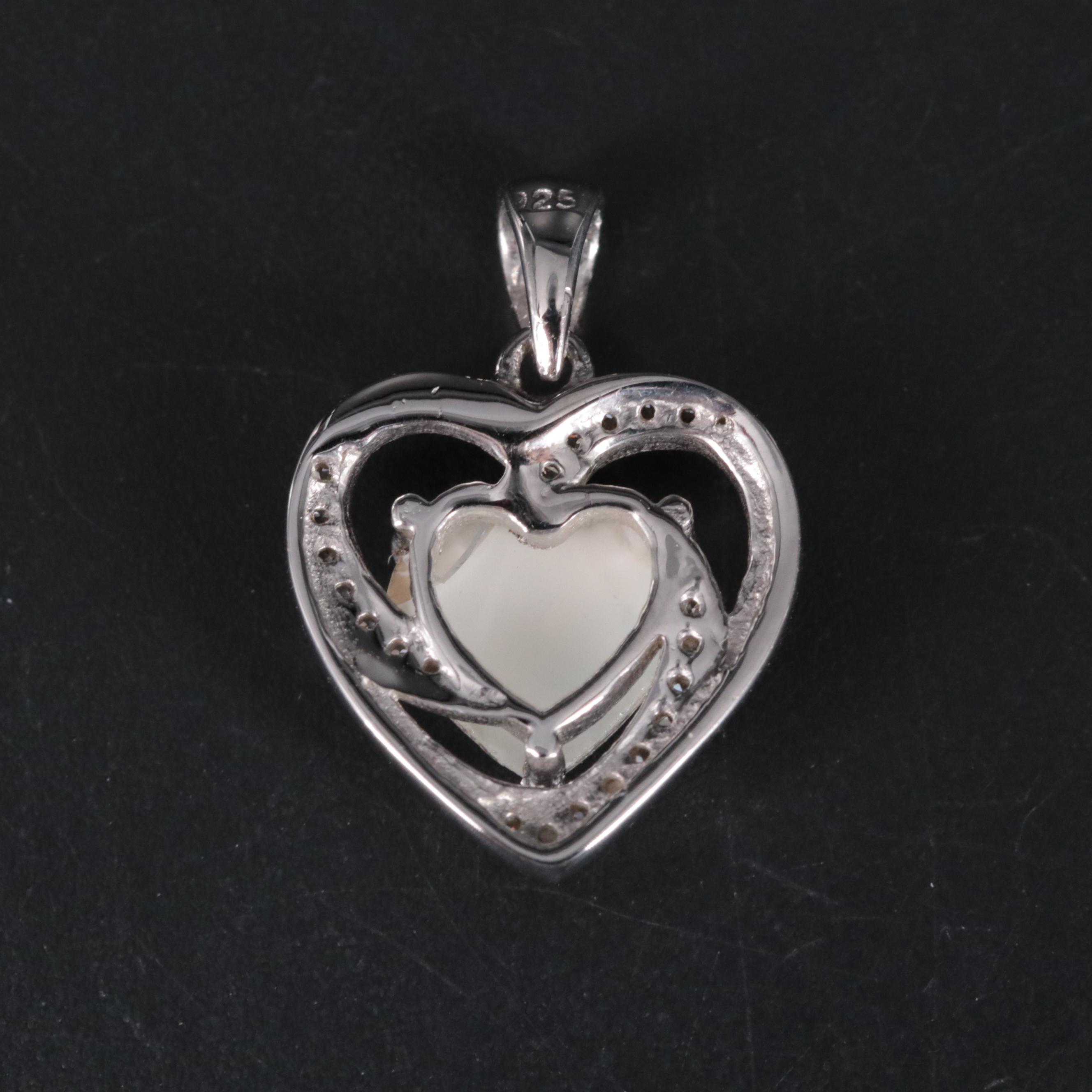 Sterling Silver Gemstone Heart Pendant