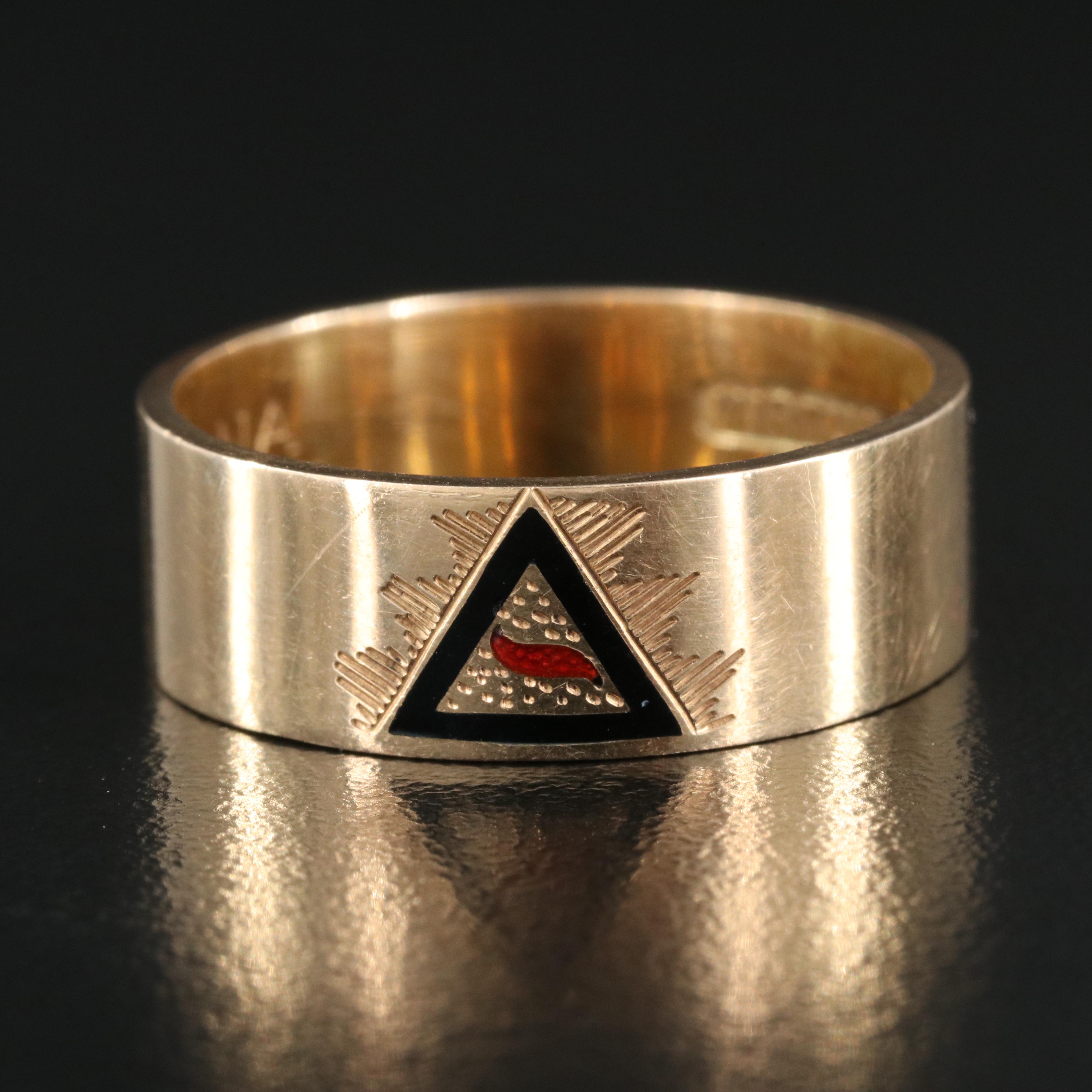 14K Virtus Junxit Mors Non Separabit Masonic Band