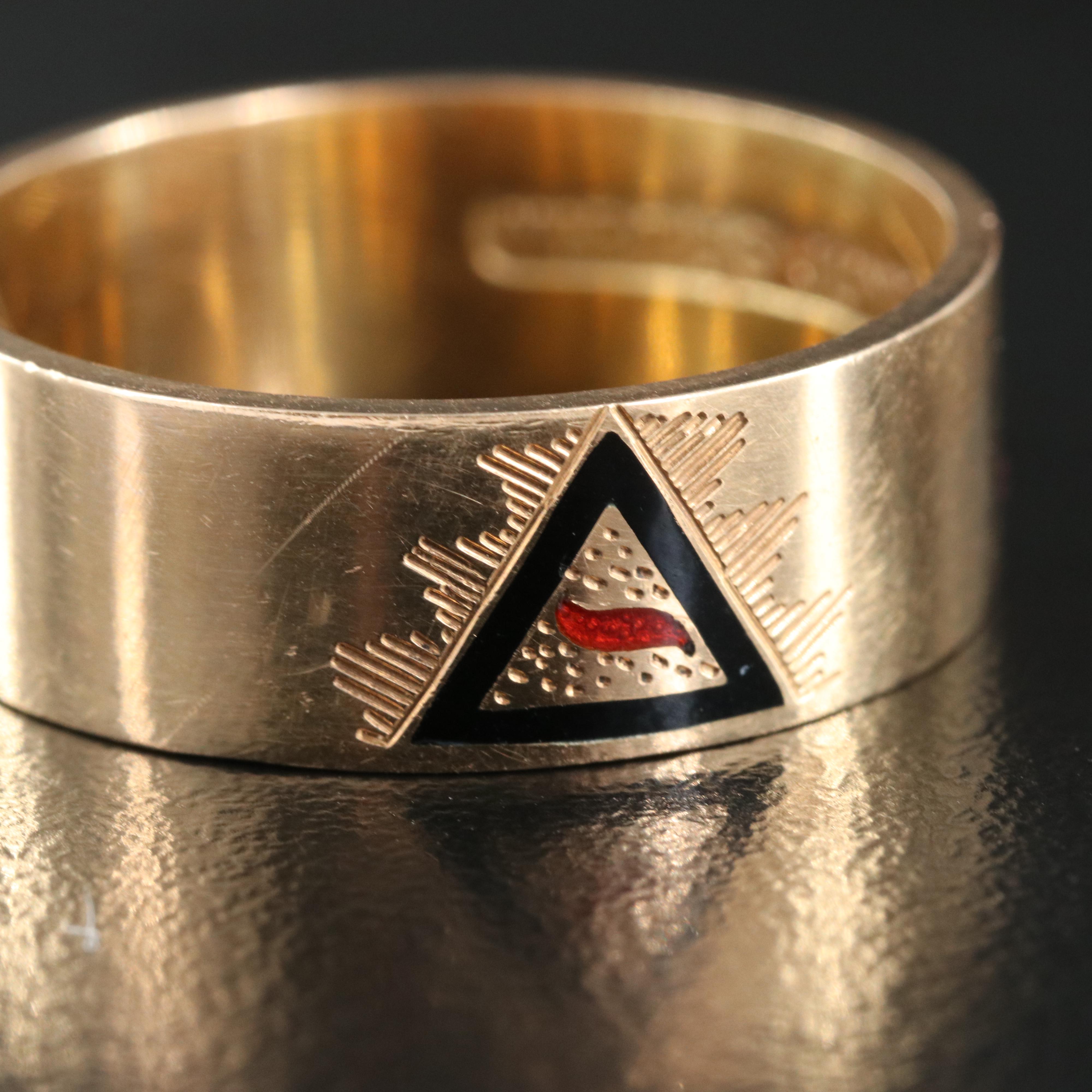 14K Virtus Junxit Mors Non Separabit Masonic Band