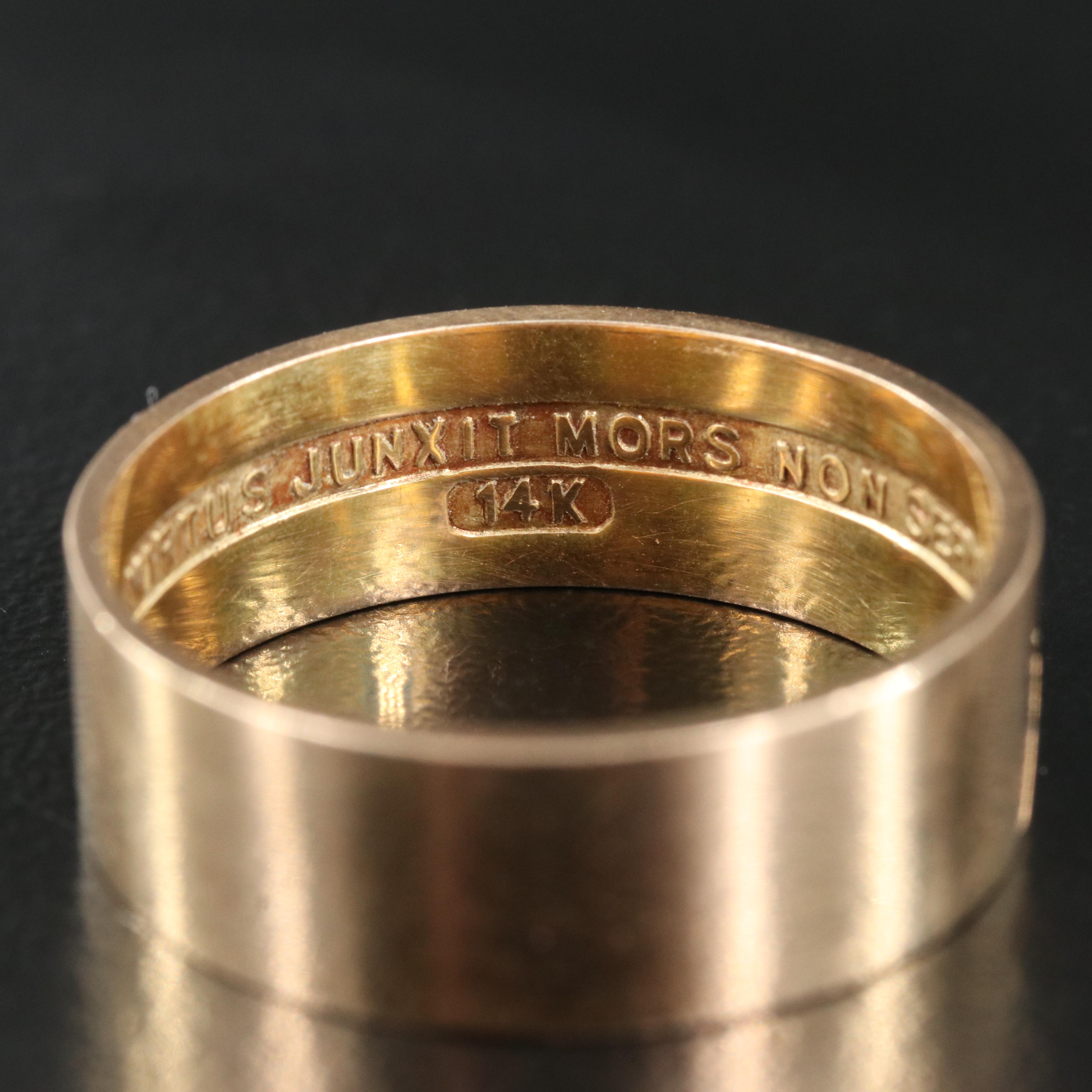 14K Virtus Junxit Mors Non Separabit Masonic Band