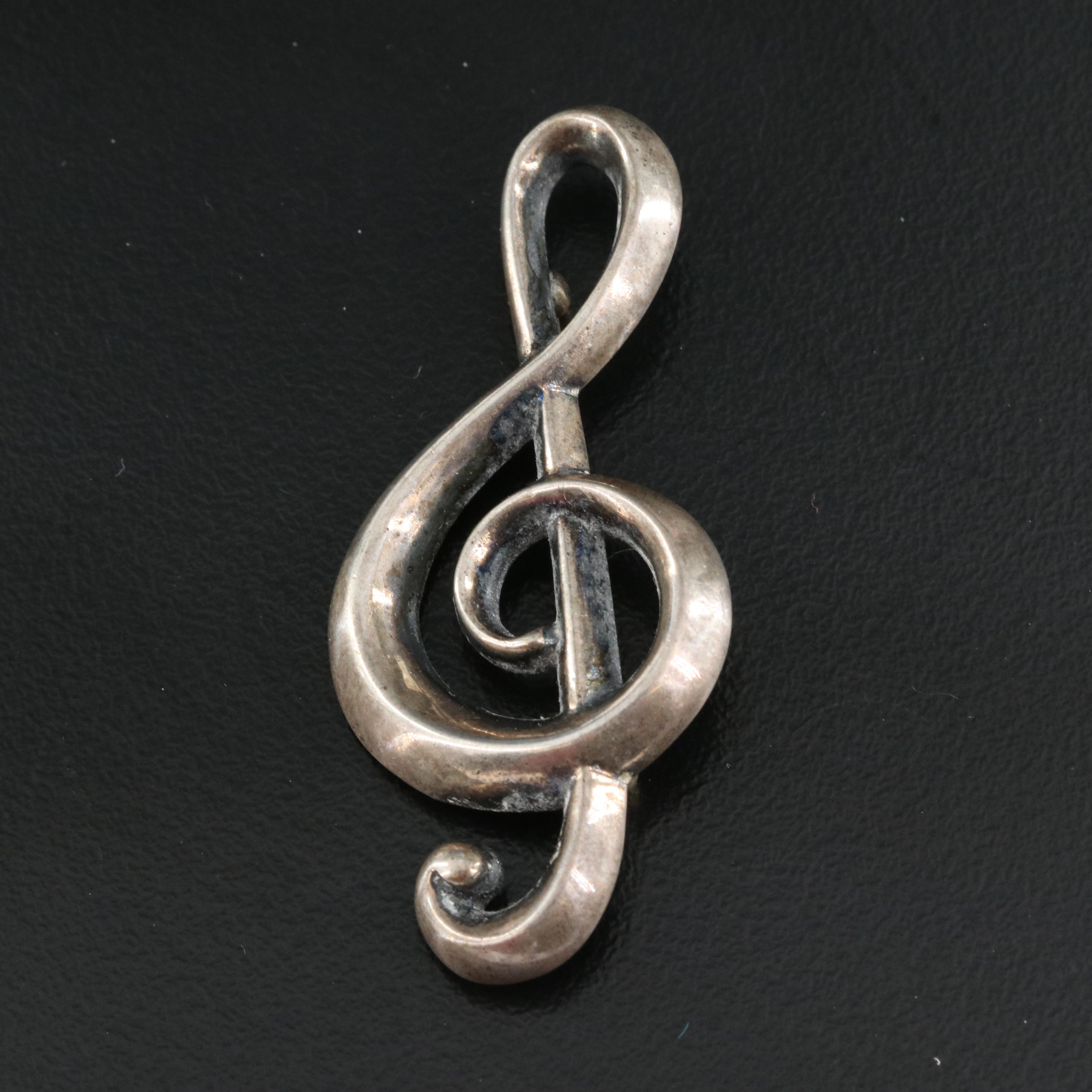 Sterling Treble Clef Brooch