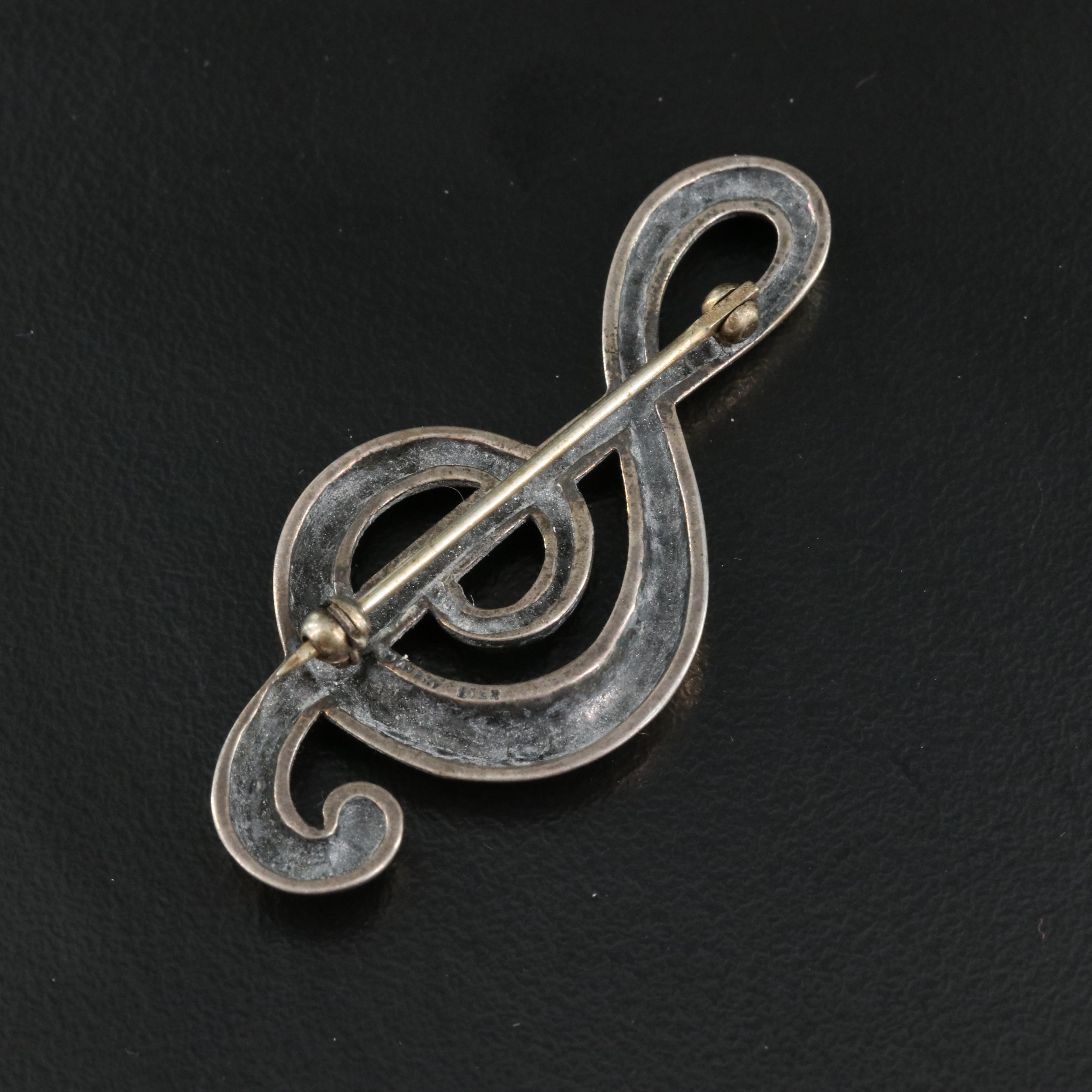 Sterling Treble Clef Brooch