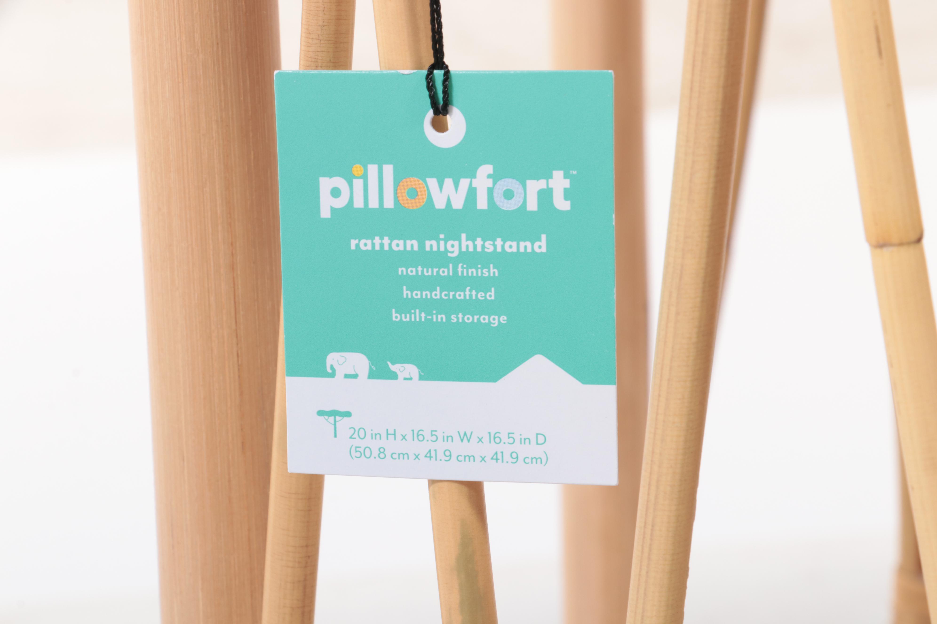 Pair of Pillowfort Natural Finish Rattan Nightstands