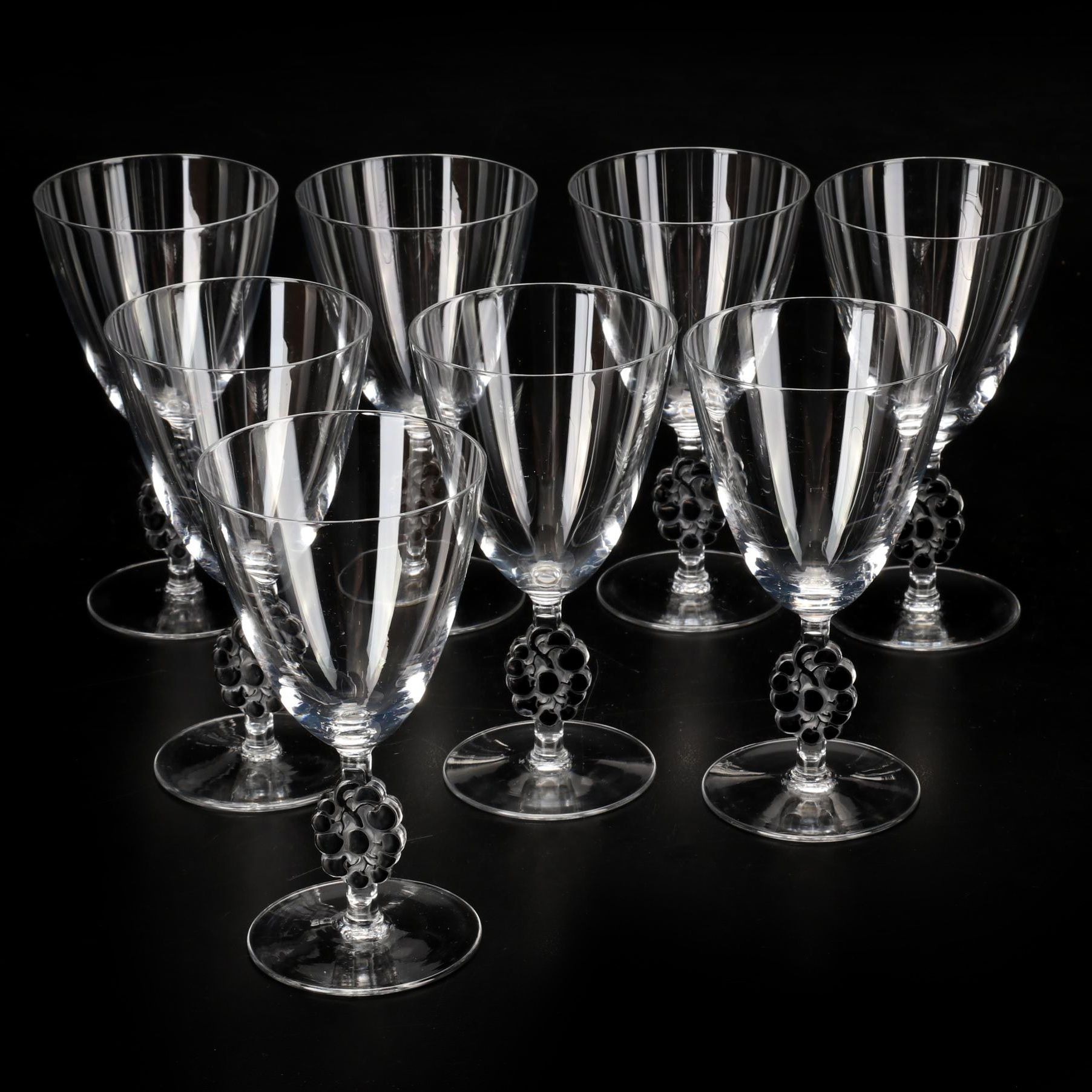 Lalique Art Deco Wine Glasses, Early 20th Century