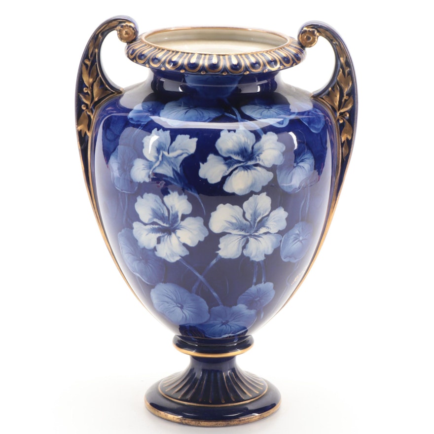 Villeroy & Boch Gilt Accented Stoneware Amphora Vase, Early 20th Century