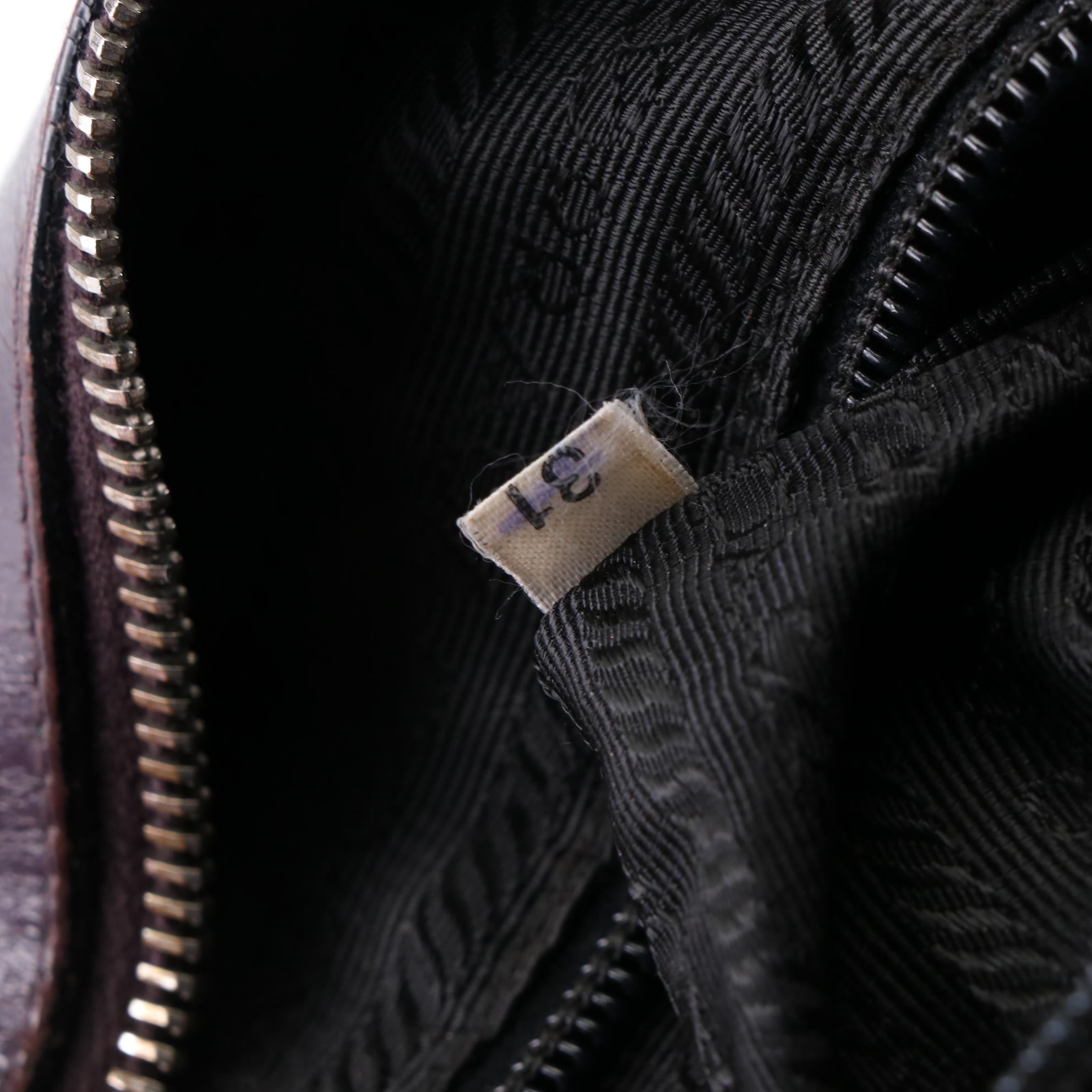 Prada Bowler Bag in Purple Calfskin Smooth, Grained, and Perforated Leather