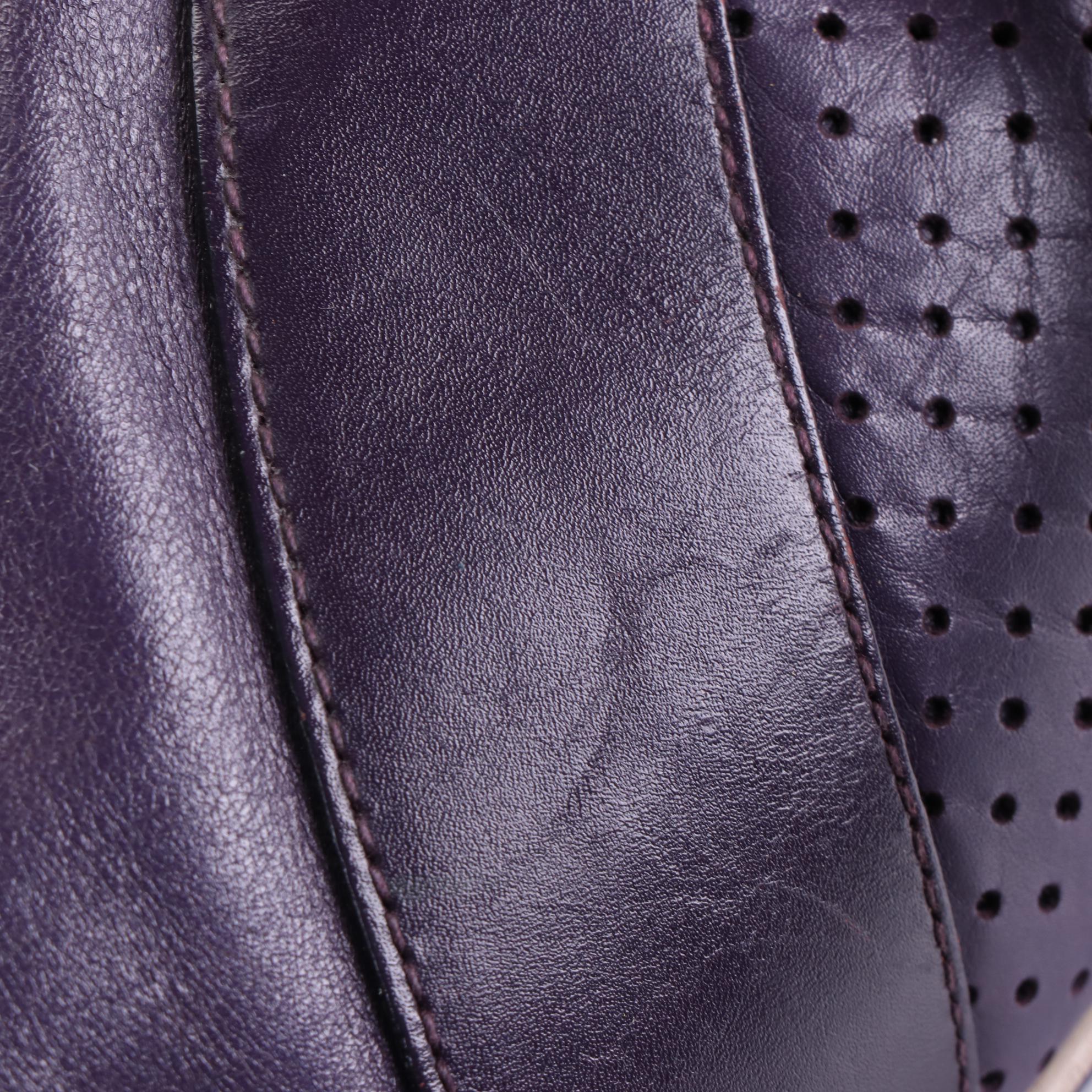 Prada Bowler Bag in Purple Calfskin Smooth, Grained, and Perforated Leather