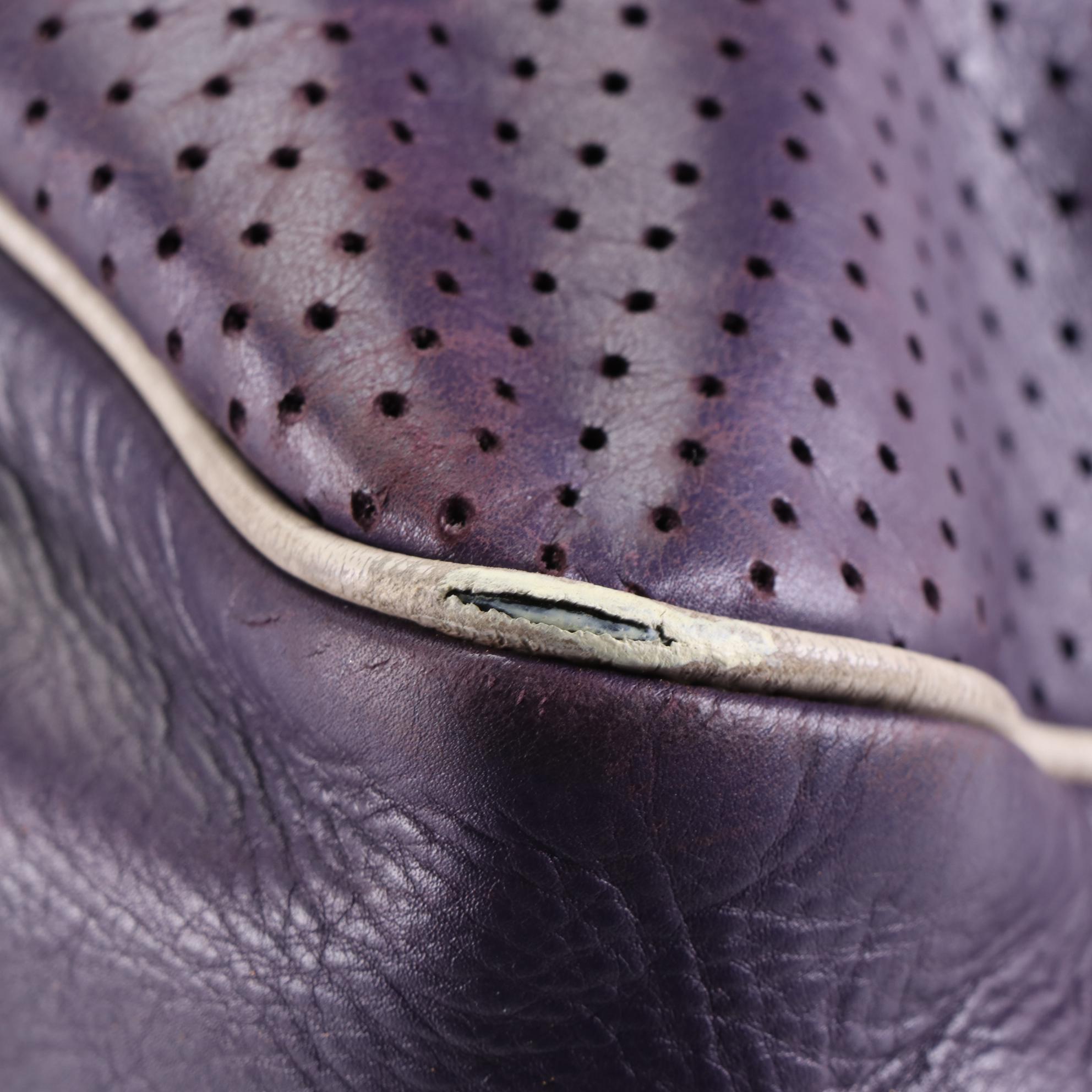 Prada Bowler Bag in Purple Calfskin Smooth, Grained, and Perforated Leather