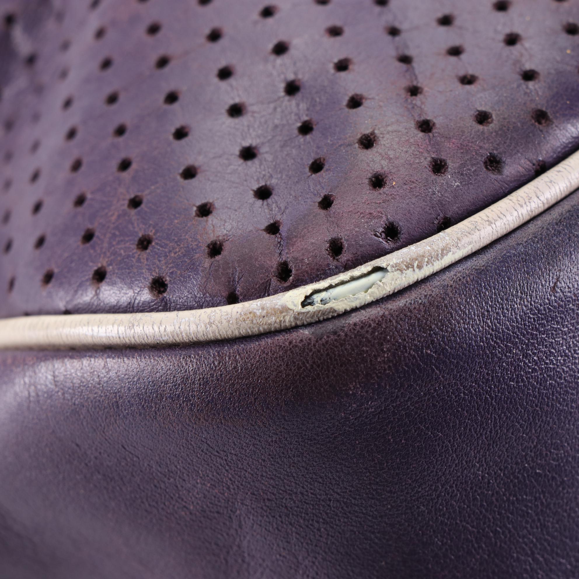 Prada Bowler Bag in Purple Calfskin Smooth, Grained, and Perforated Leather
