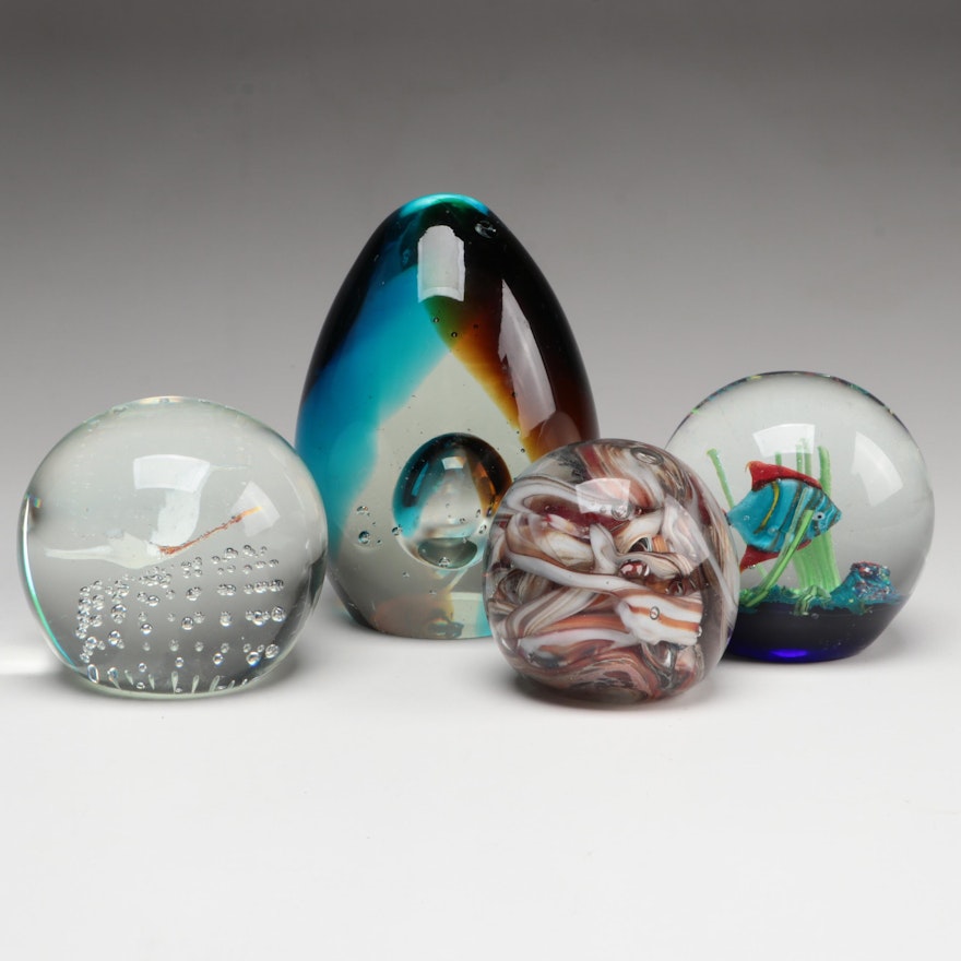 Multicolored Blown Glass Paperweights