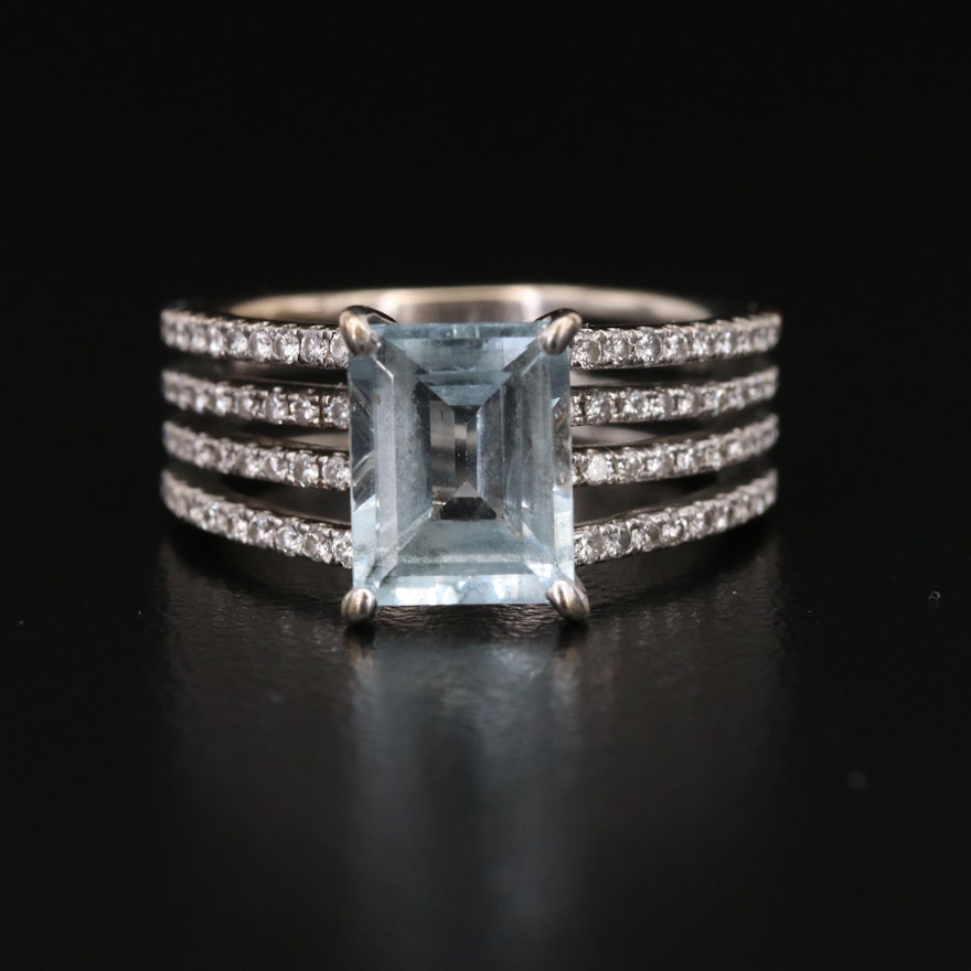 18K Aquamarine and Diamond Ring