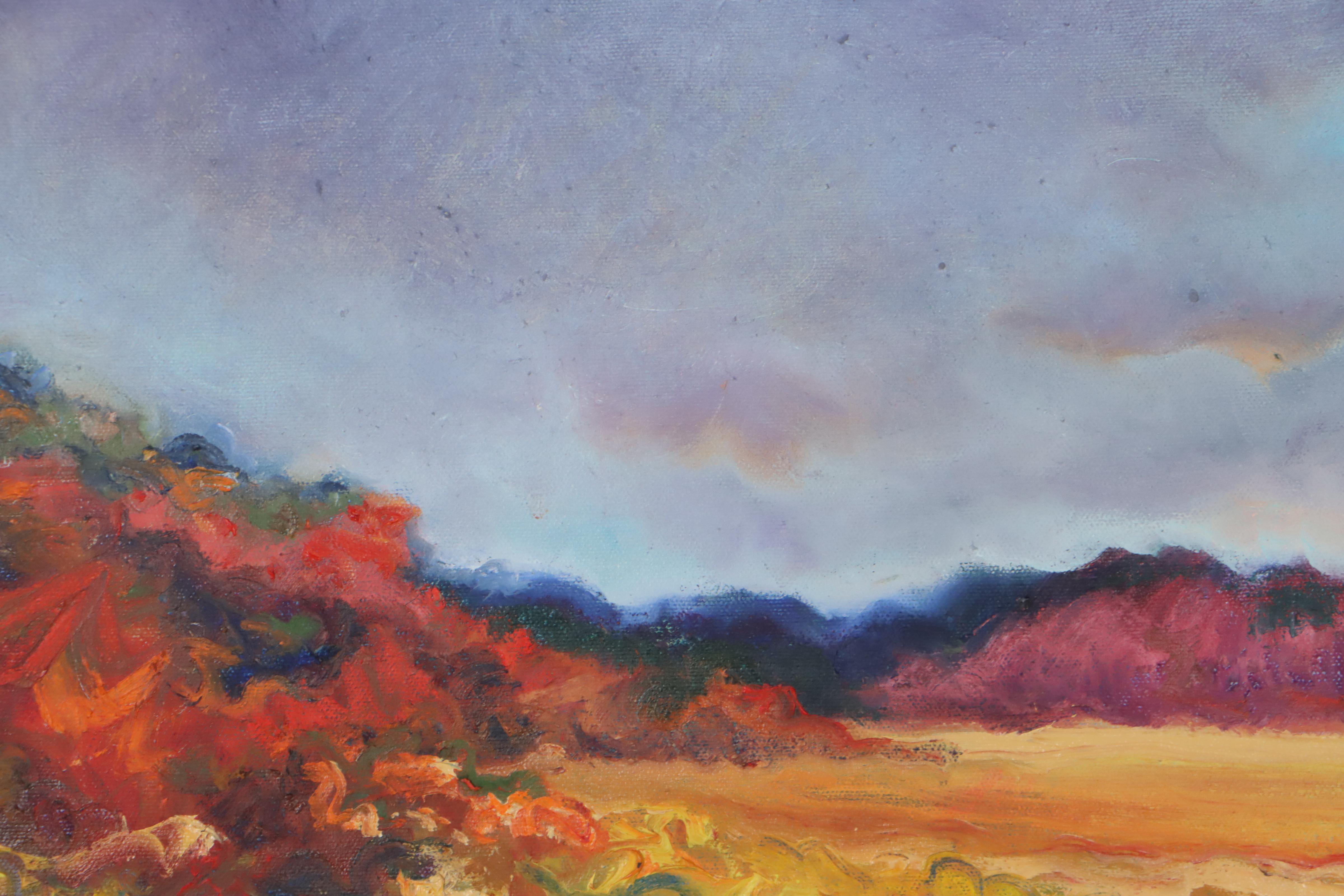 Attributed to M. Katherine Hurley Landscape Oil Painting of Meadow