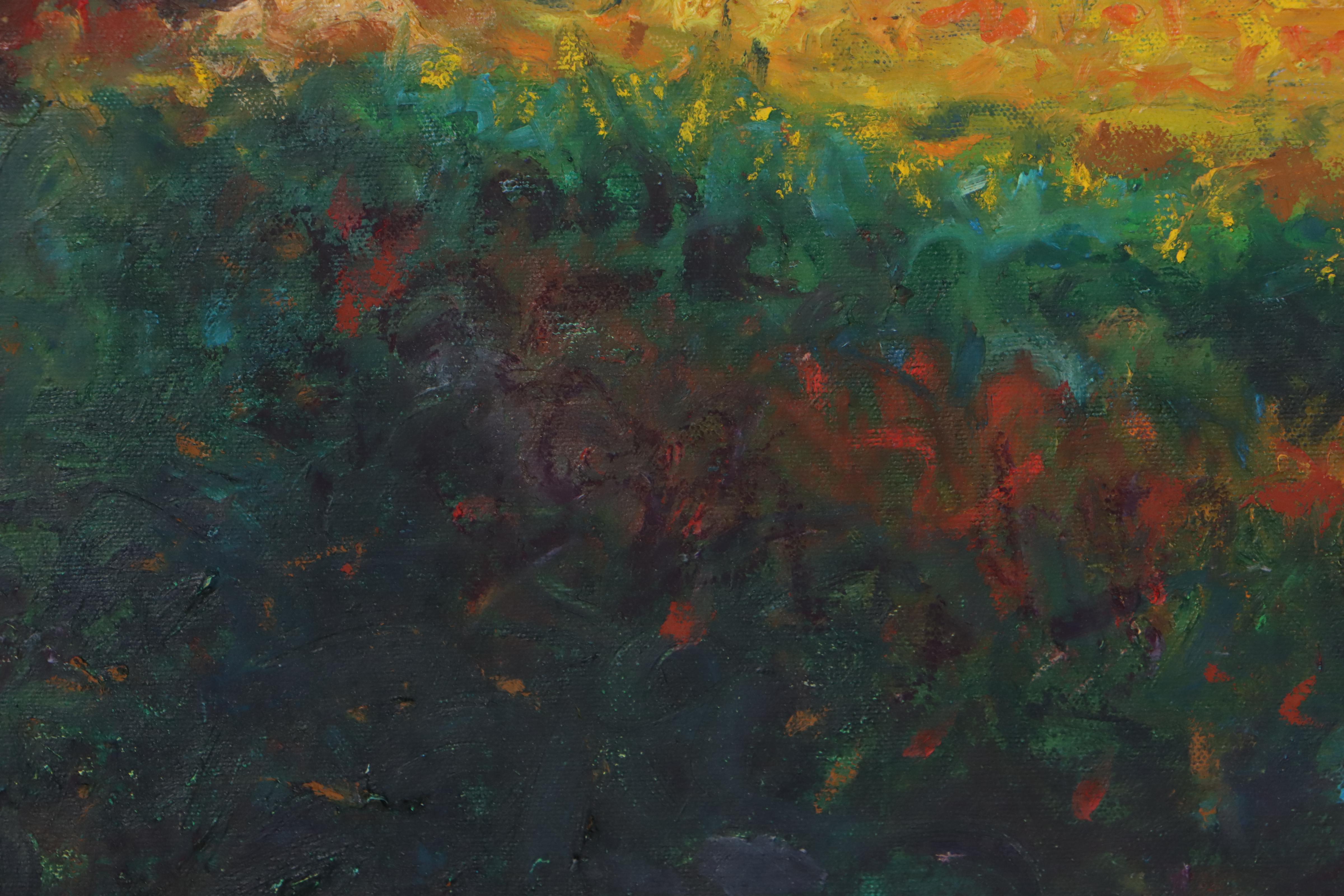 Attributed to M. Katherine Hurley Landscape Oil Painting of Meadow