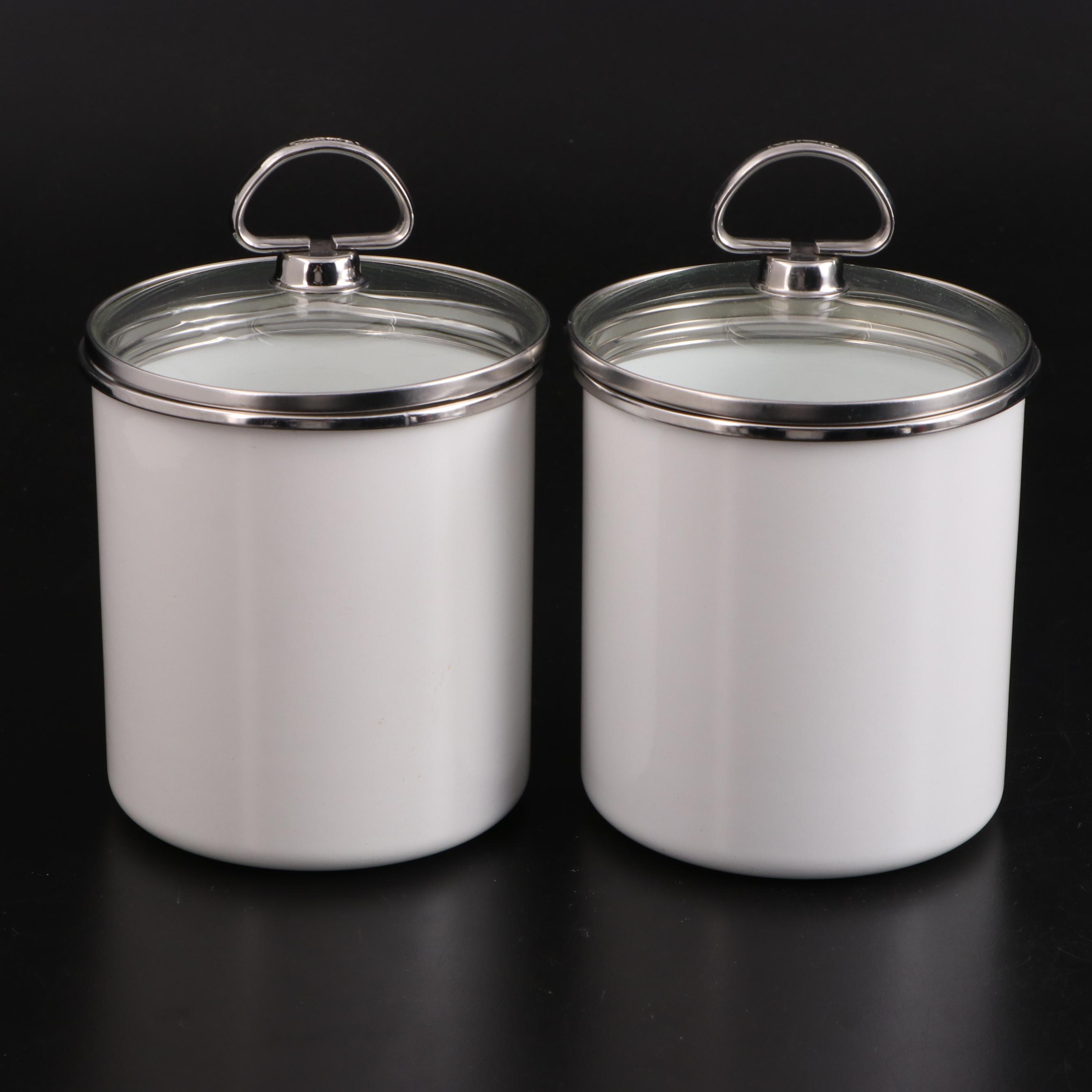 Chantal Stainless Whistling Tea Kettle and Enameled Canister Set