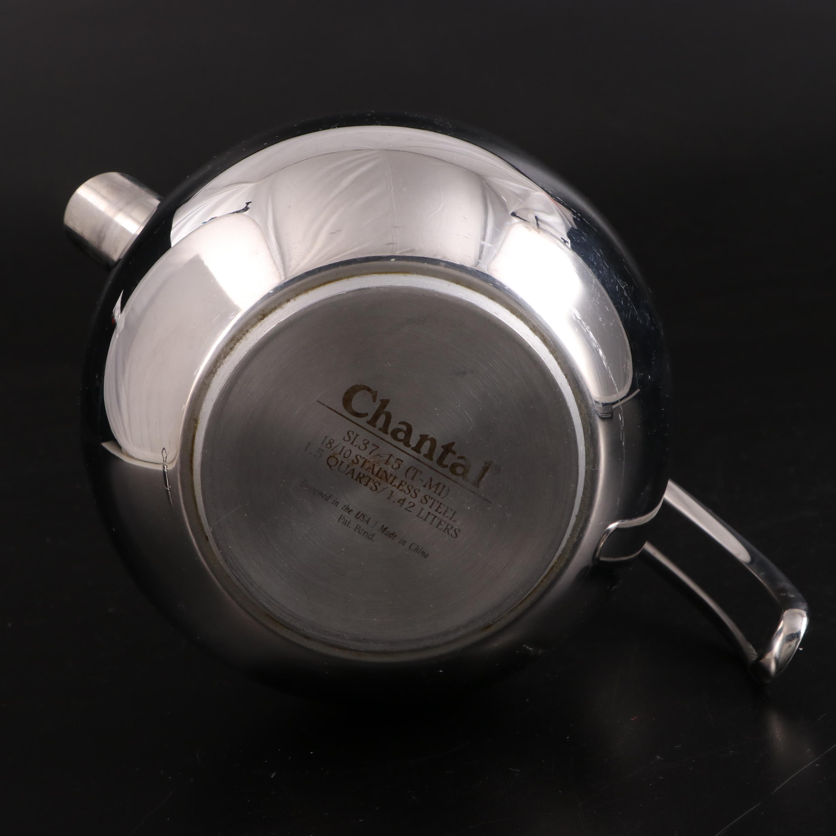 Chantal Stainless Whistling Tea Kettle and Enameled Canister Set