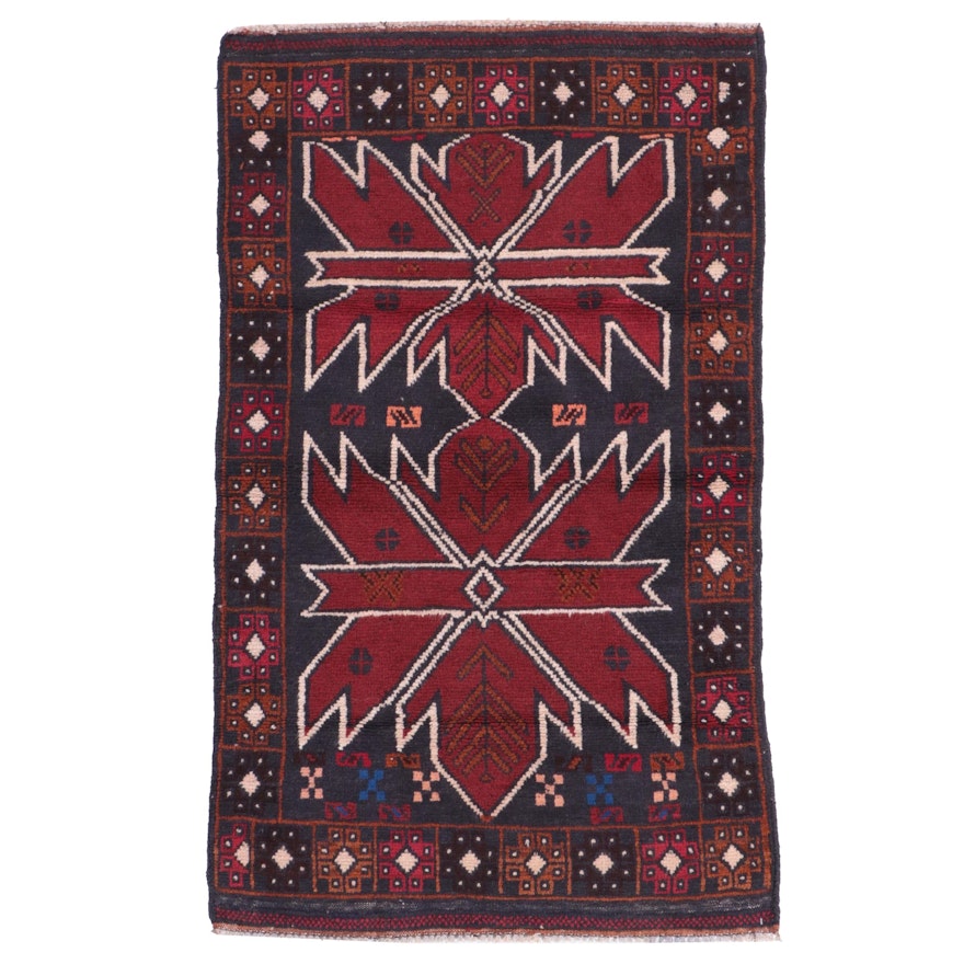 2'9 x 4'8 Hand-Knotted Afghan Baluch Accent Rug