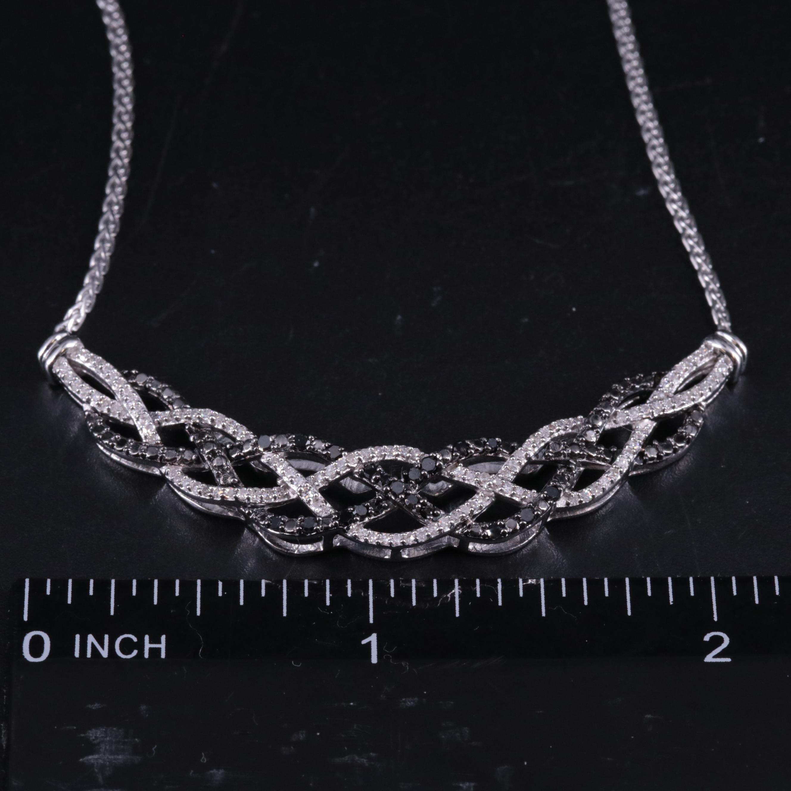 Sterling Diamond Necklace on Wheat Chain