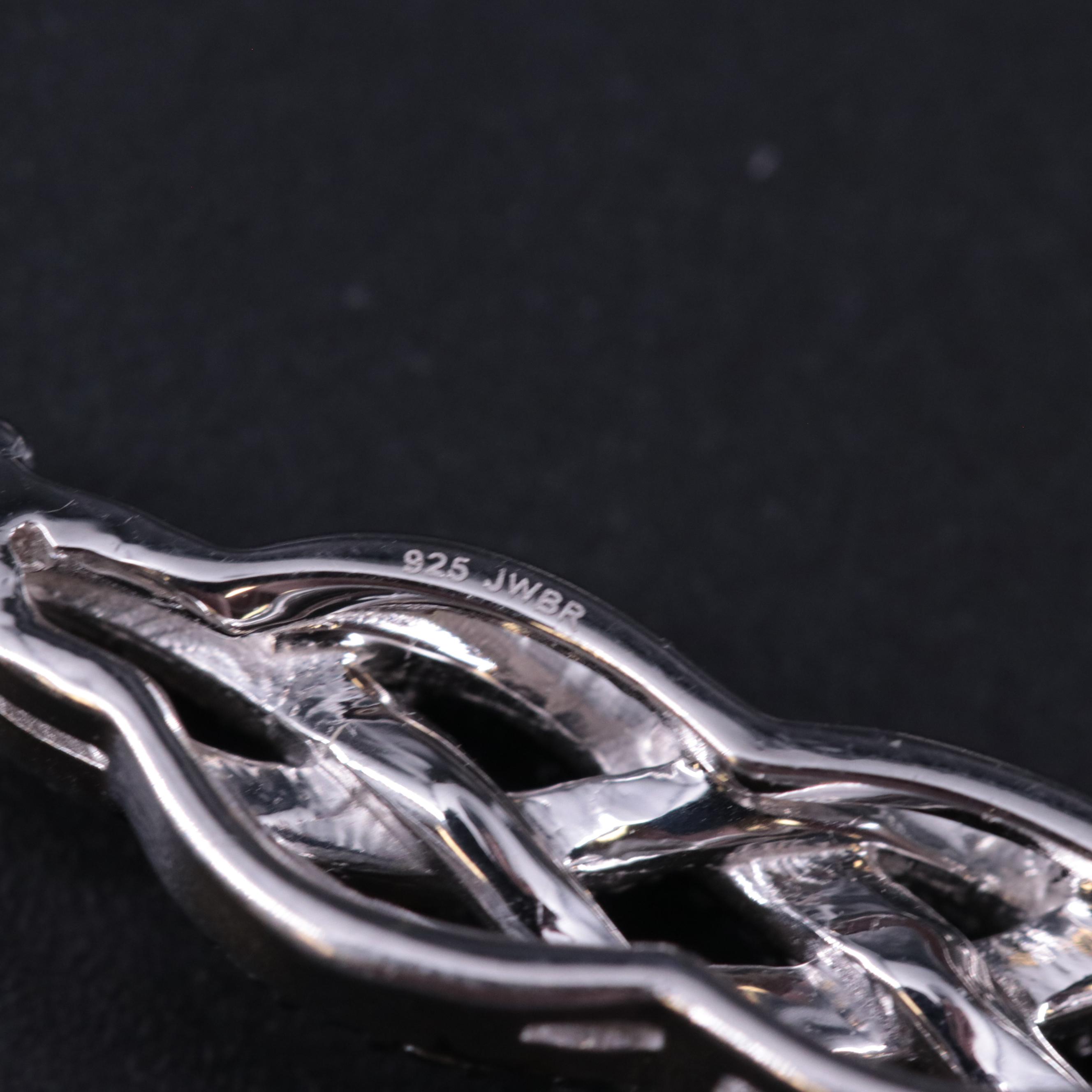 Sterling Diamond Necklace on Wheat Chain