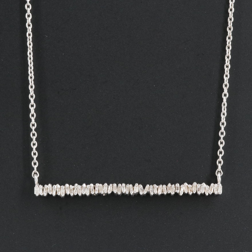 Sterling Diamond Bar Necklace