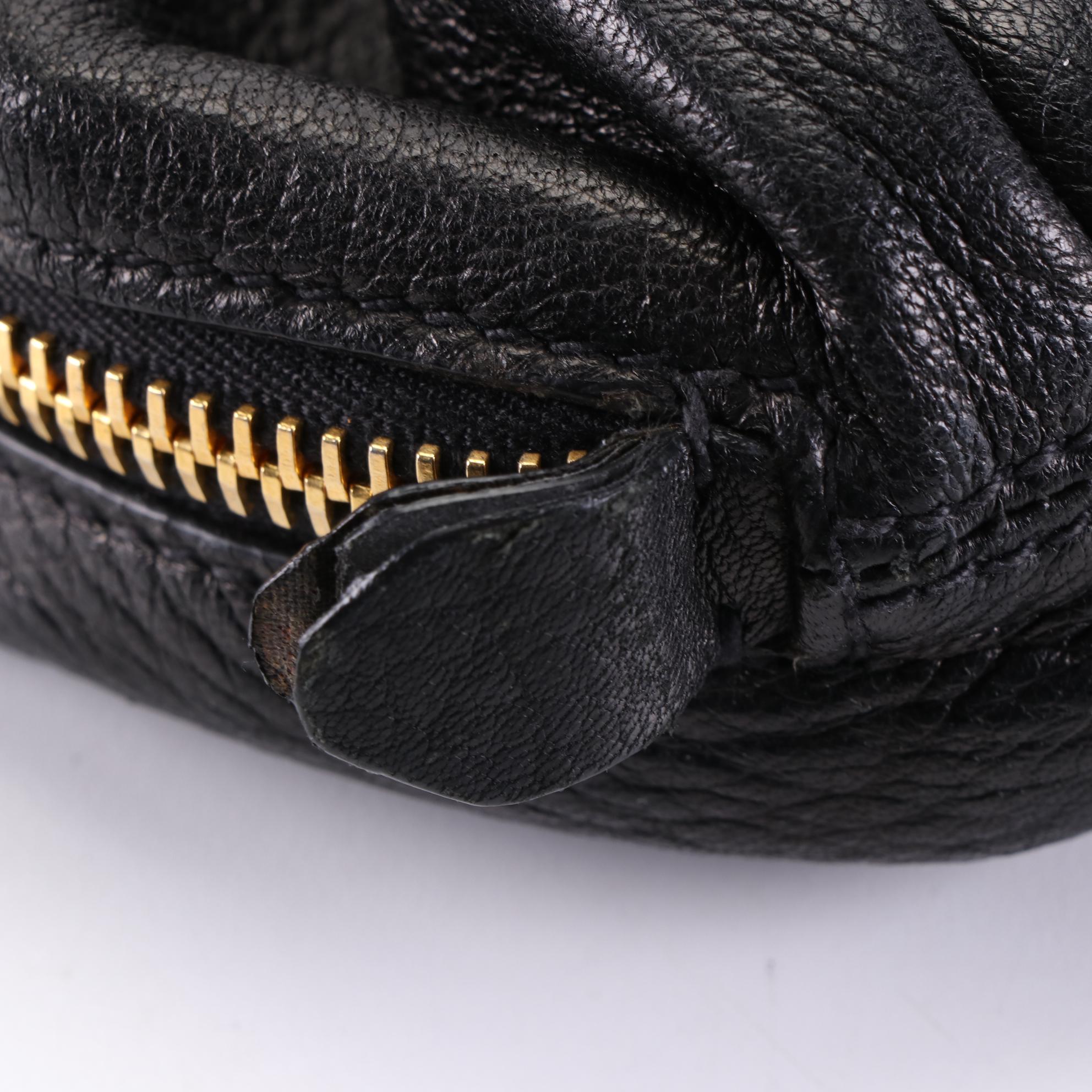 Prada Large Slim Shoulder Tote in Black Deerskin Leather