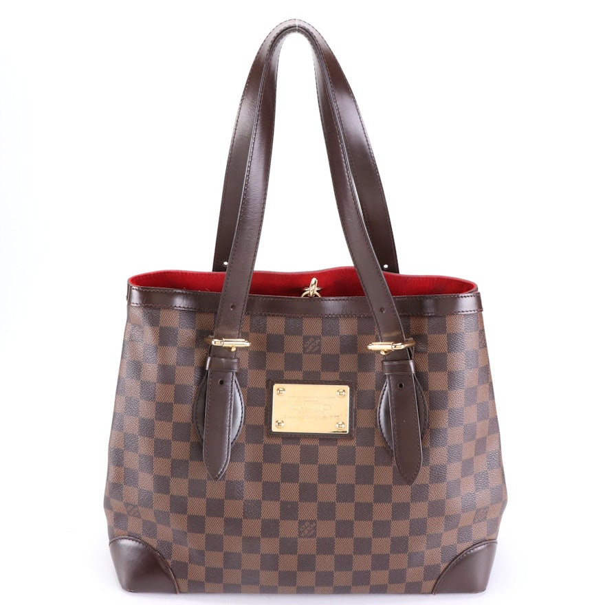 Louis Vuitton Hampstead MM in Damier Ebene Canvas and Dark Brown Leather