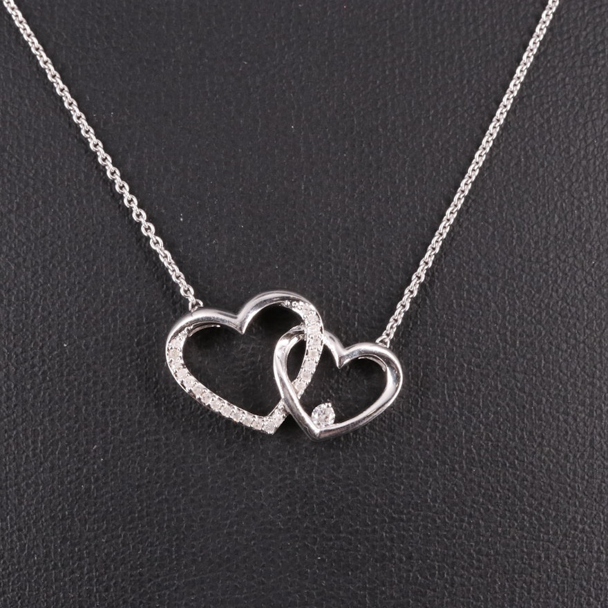 Sterling 0.12 CTW Diamond Heart Necklace
