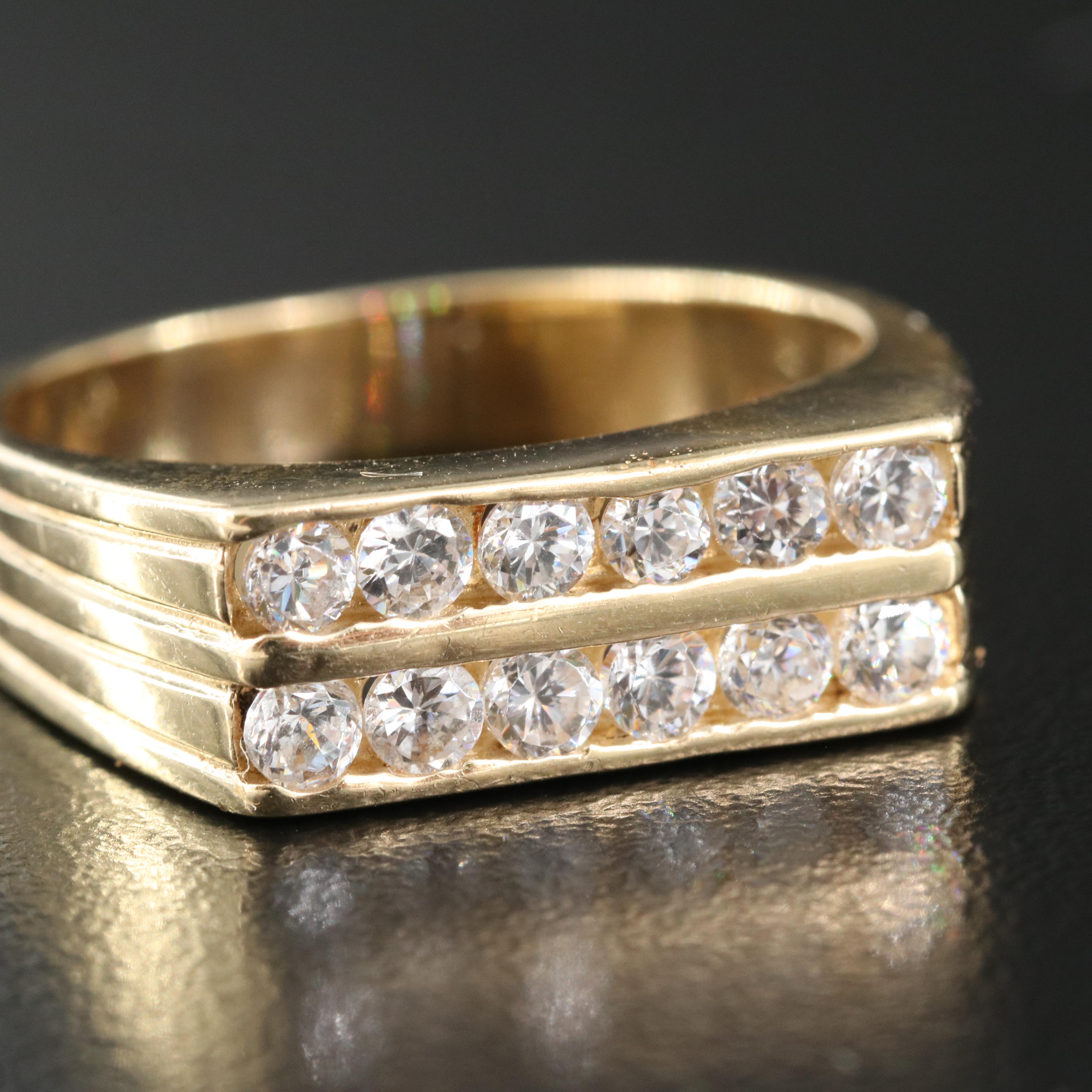 14K Cubic Zirconia Ring with 10K Masonic and Knights of Columbus Rings