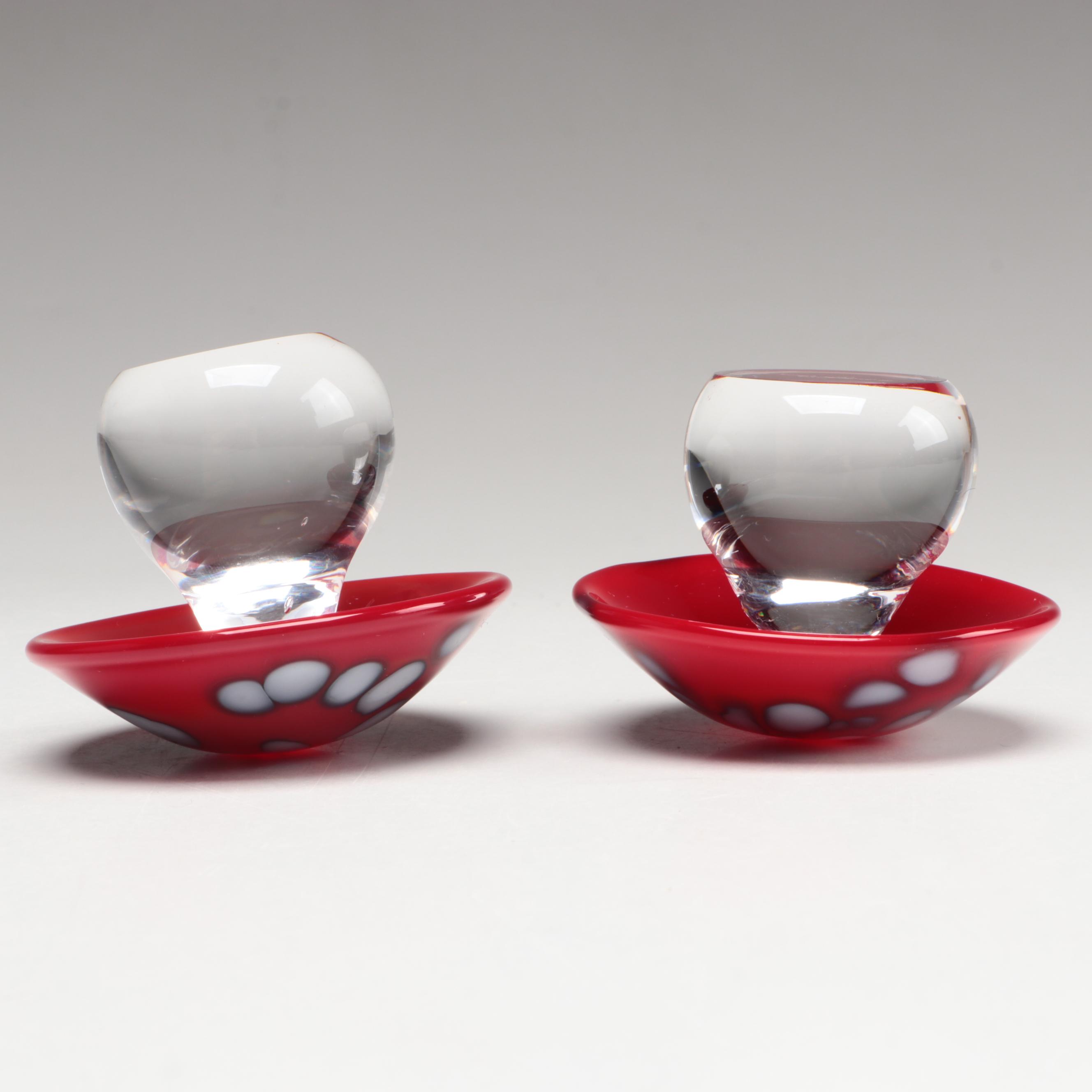 Orrefors Glass Mushrooms with Murano Style Glassware