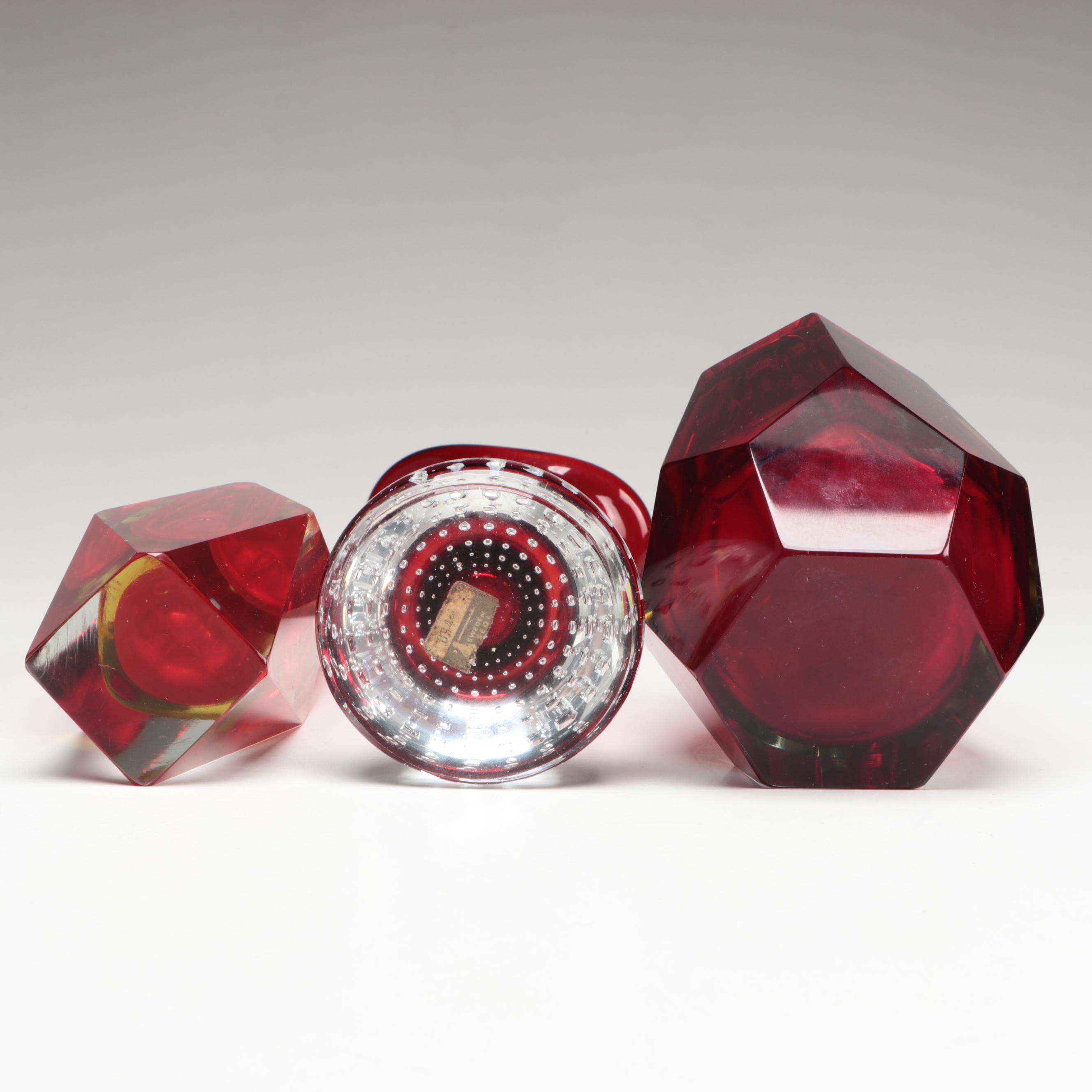 Orrefors Glass Mushrooms with Murano Style Glassware