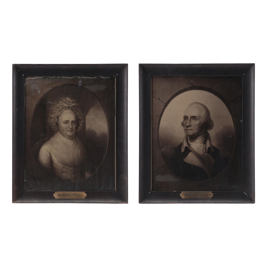 Photogravures After Rembrandt Peale "George and Martha Washington"