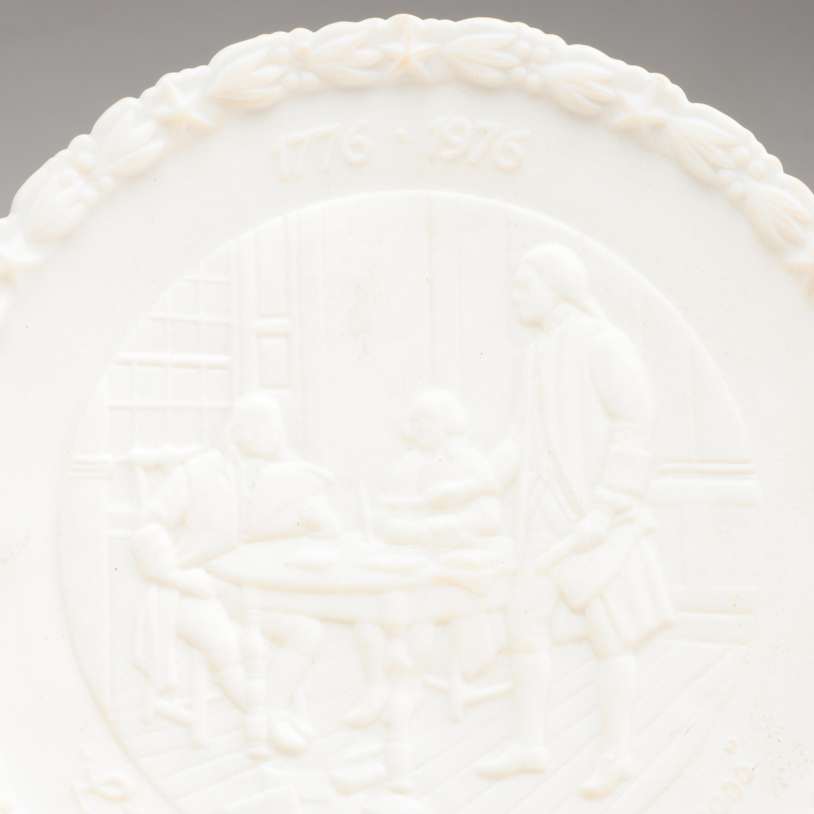 Fenton Ameircan Bicentennial Powder Blue and Milk Glass Collector Plates