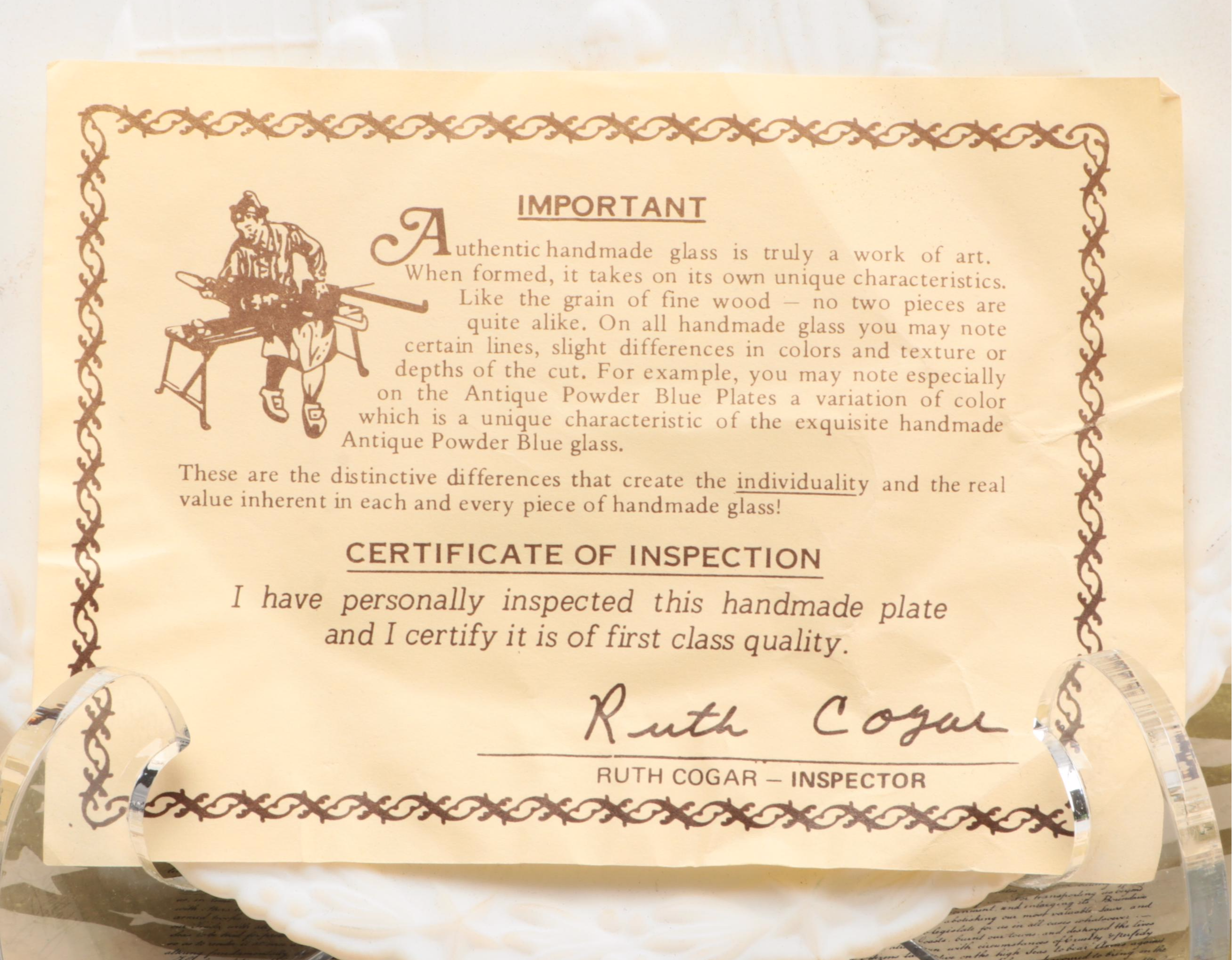 Fenton Ameircan Bicentennial Powder Blue and Milk Glass Collector Plates