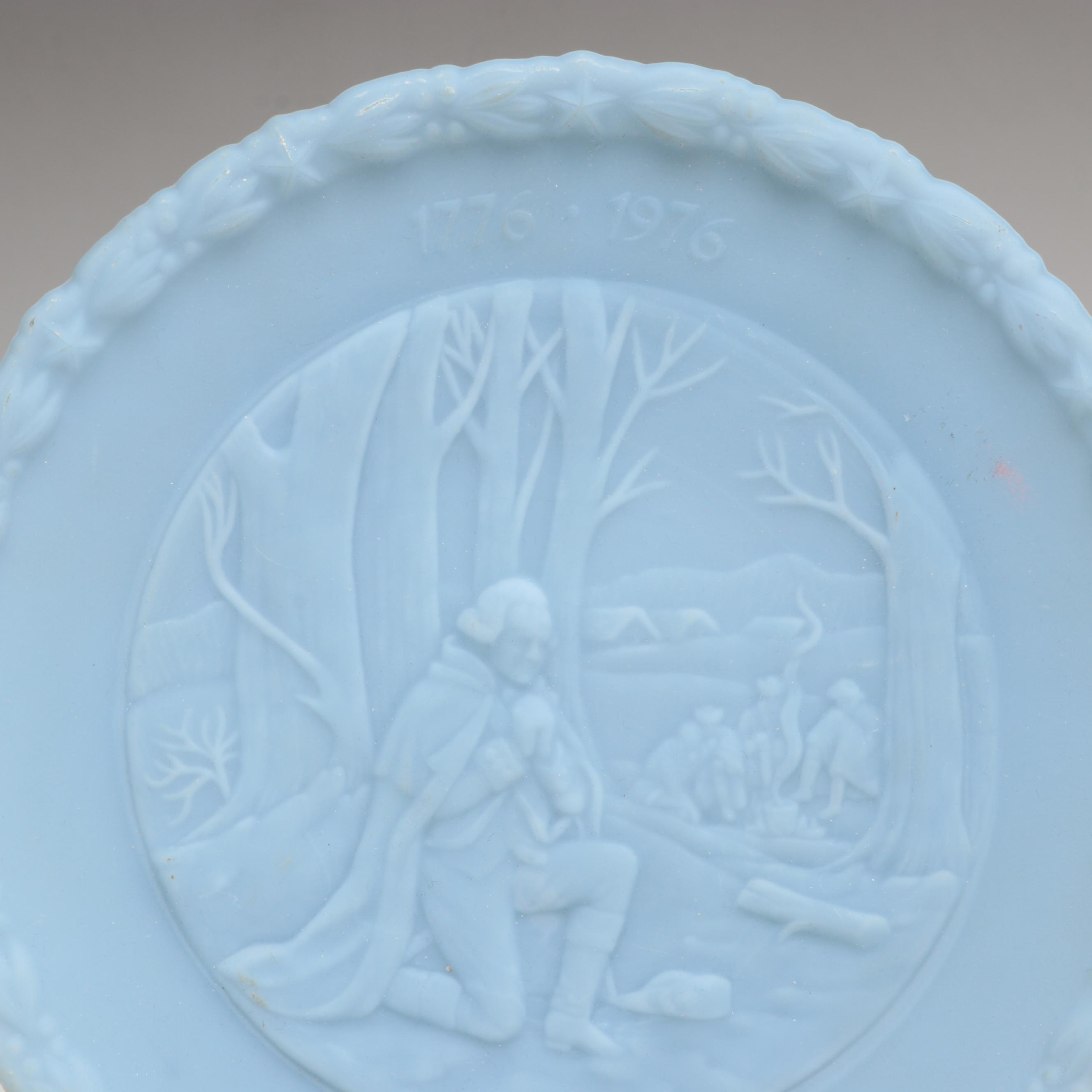 Fenton Ameircan Bicentennial Powder Blue and Milk Glass Collector Plates