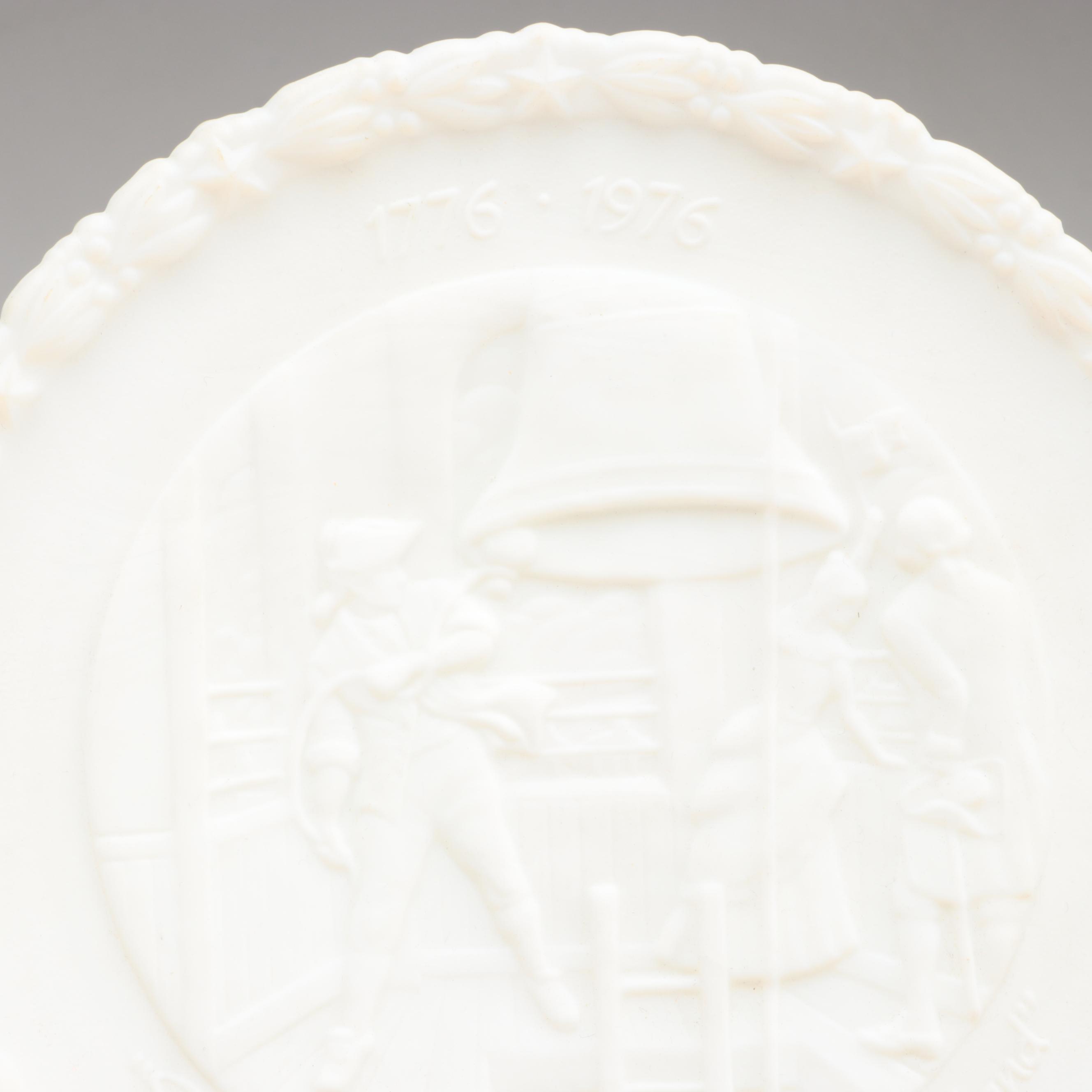 Fenton Ameircan Bicentennial Powder Blue and Milk Glass Collector Plates