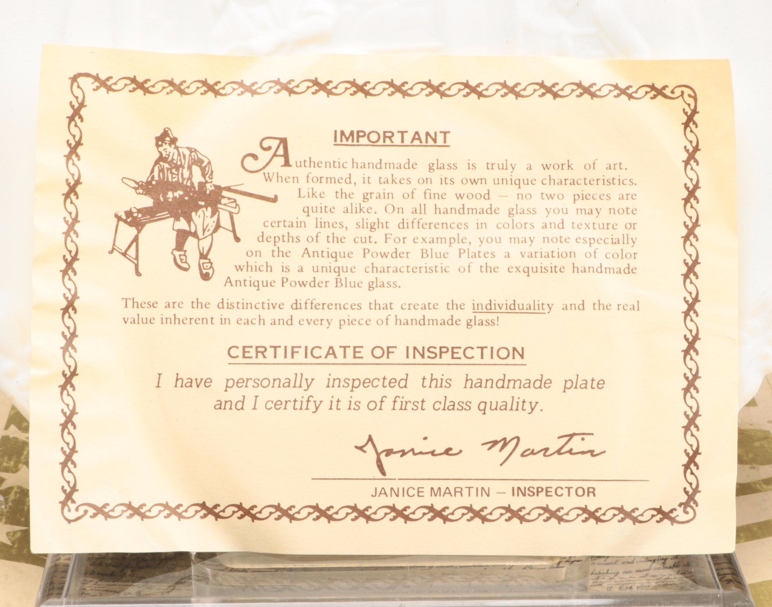 Fenton Ameircan Bicentennial Powder Blue and Milk Glass Collector Plates