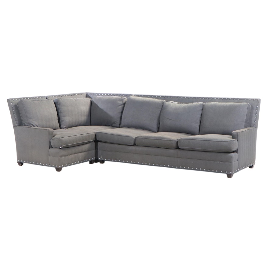 Vanguard "American Bungalow" Grey Herringbone Three-Piece Sectional Sofa