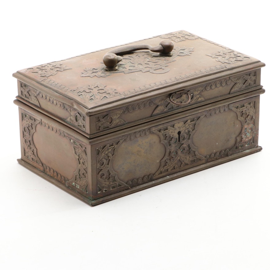 Anglo-Indian Style Copper and Brass Desk Box, 19th Century