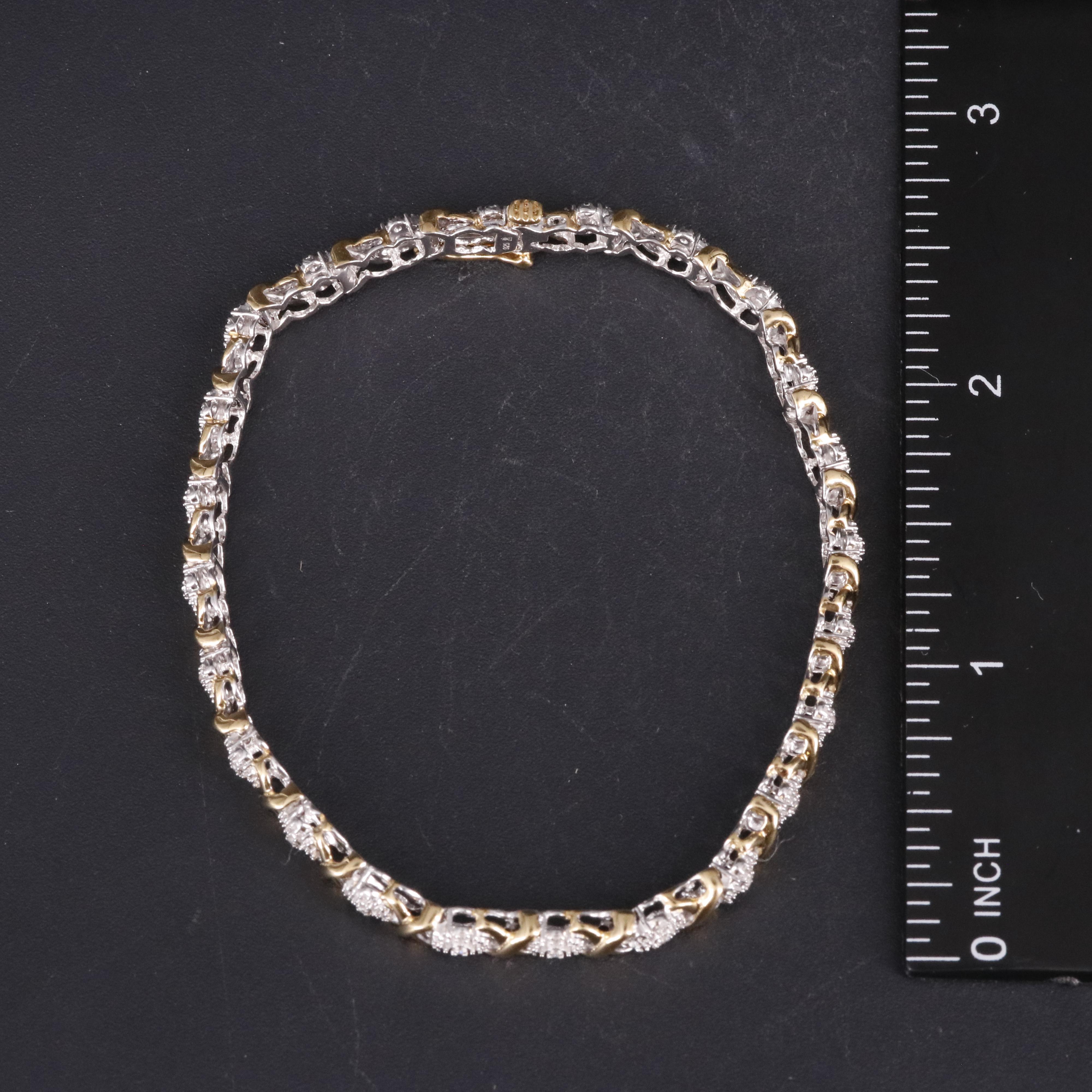 Sterling 0.11 CTW Diamond Flower Bracelet