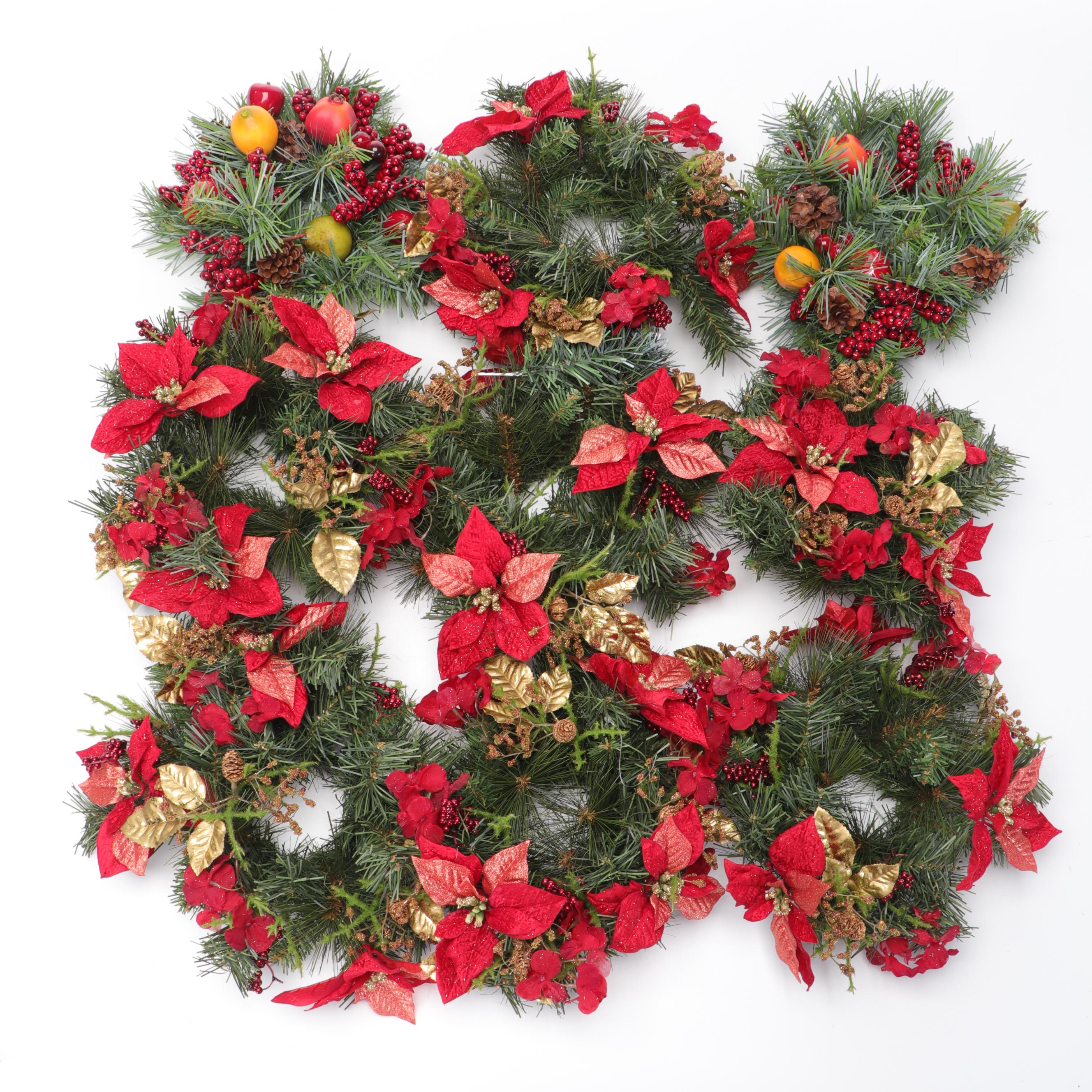 Paint and Glitter-Decorated Branches with Table Wreaths and More Christmas Décor