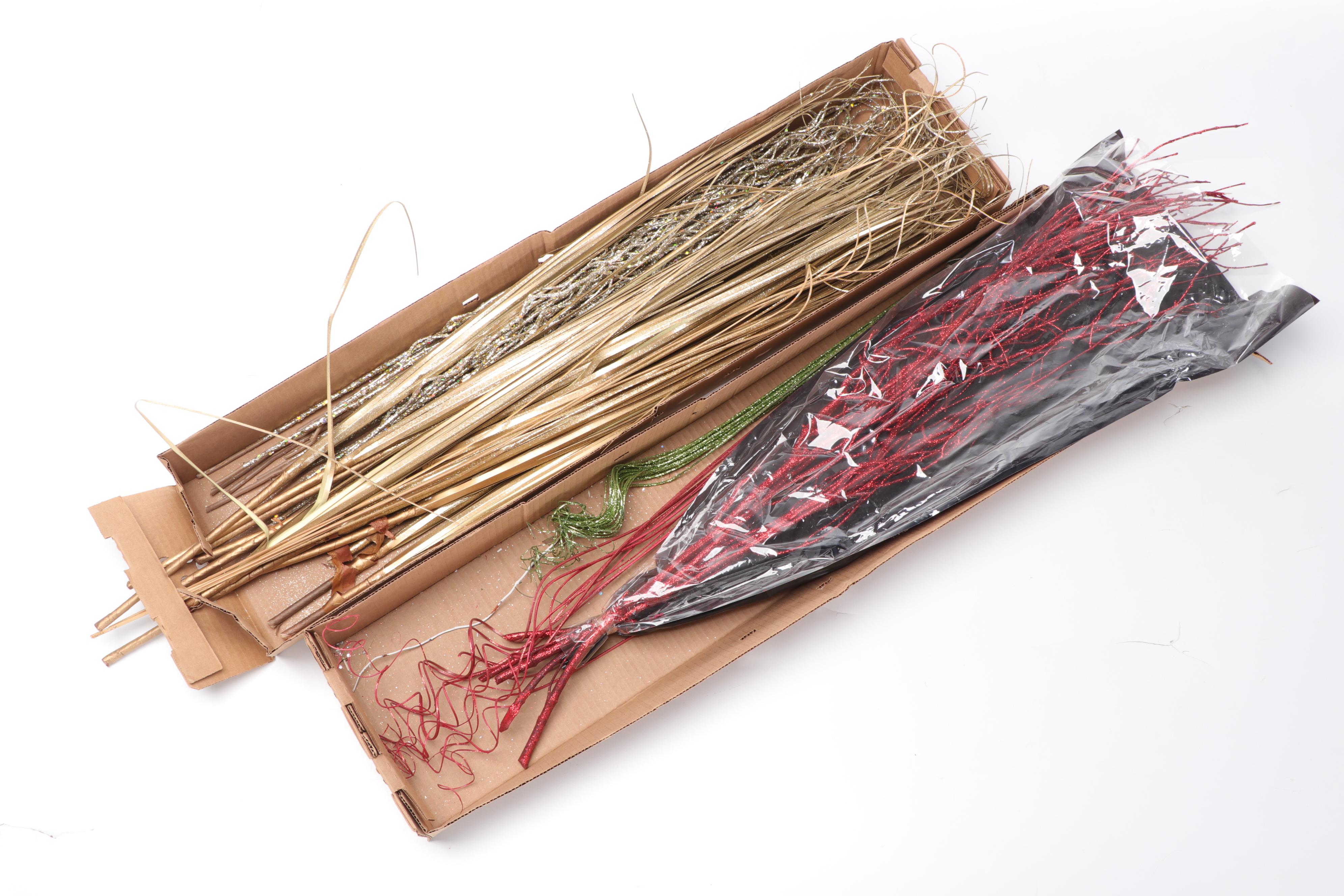 Paint and Glitter-Decorated Branches with Table Wreaths and More Christmas Décor